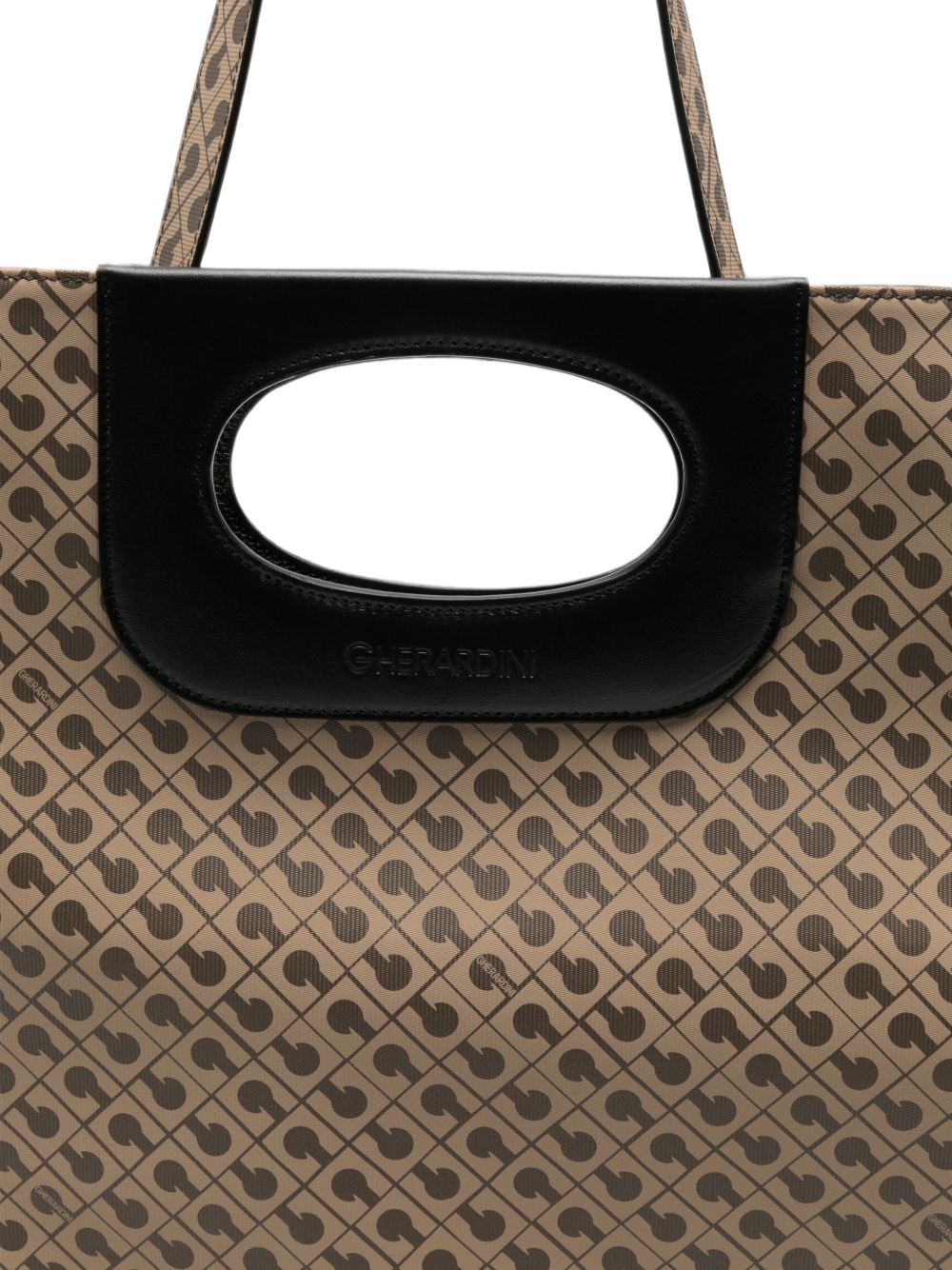 GHERARDINI Borsa Piattina Millerighe Moka marrone con logo all-over