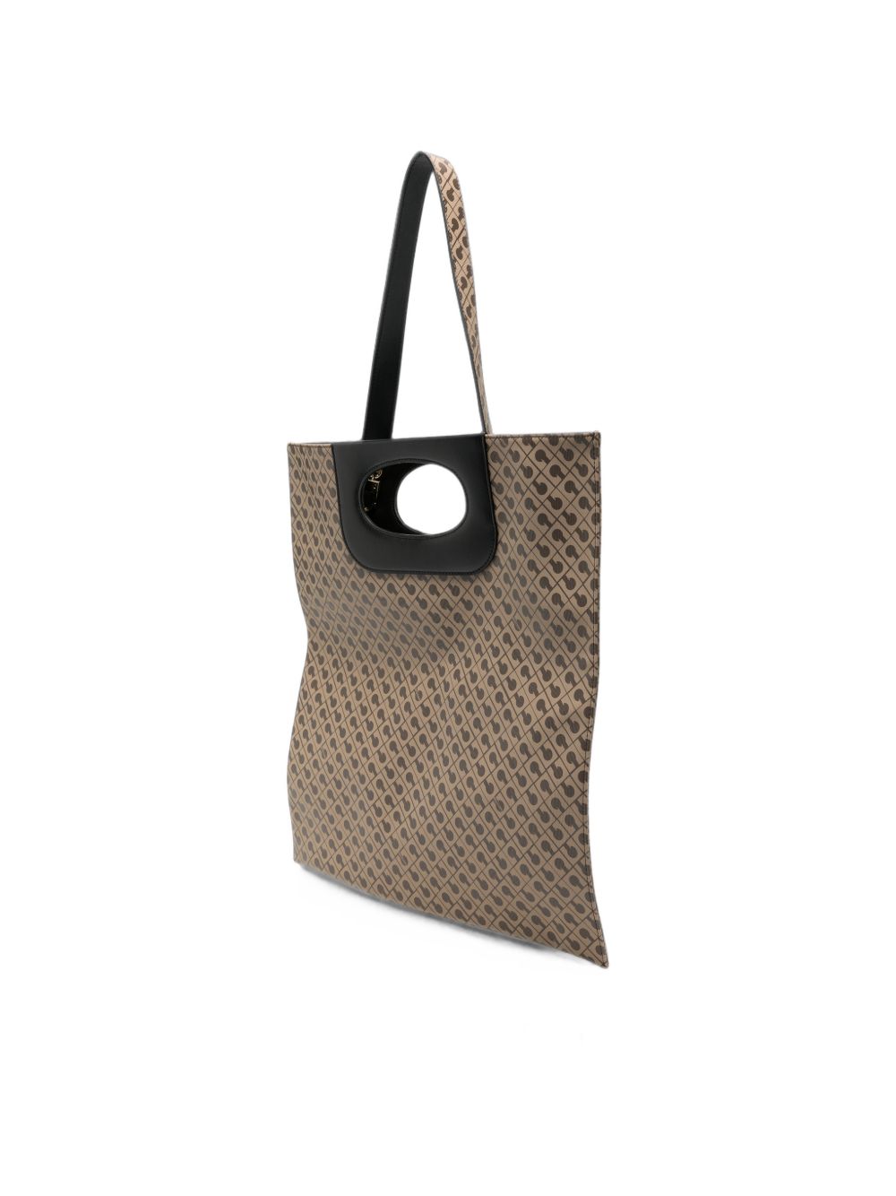 GHERARDINI Borsa Piattina Millerighe Moka marrone con logo all-over