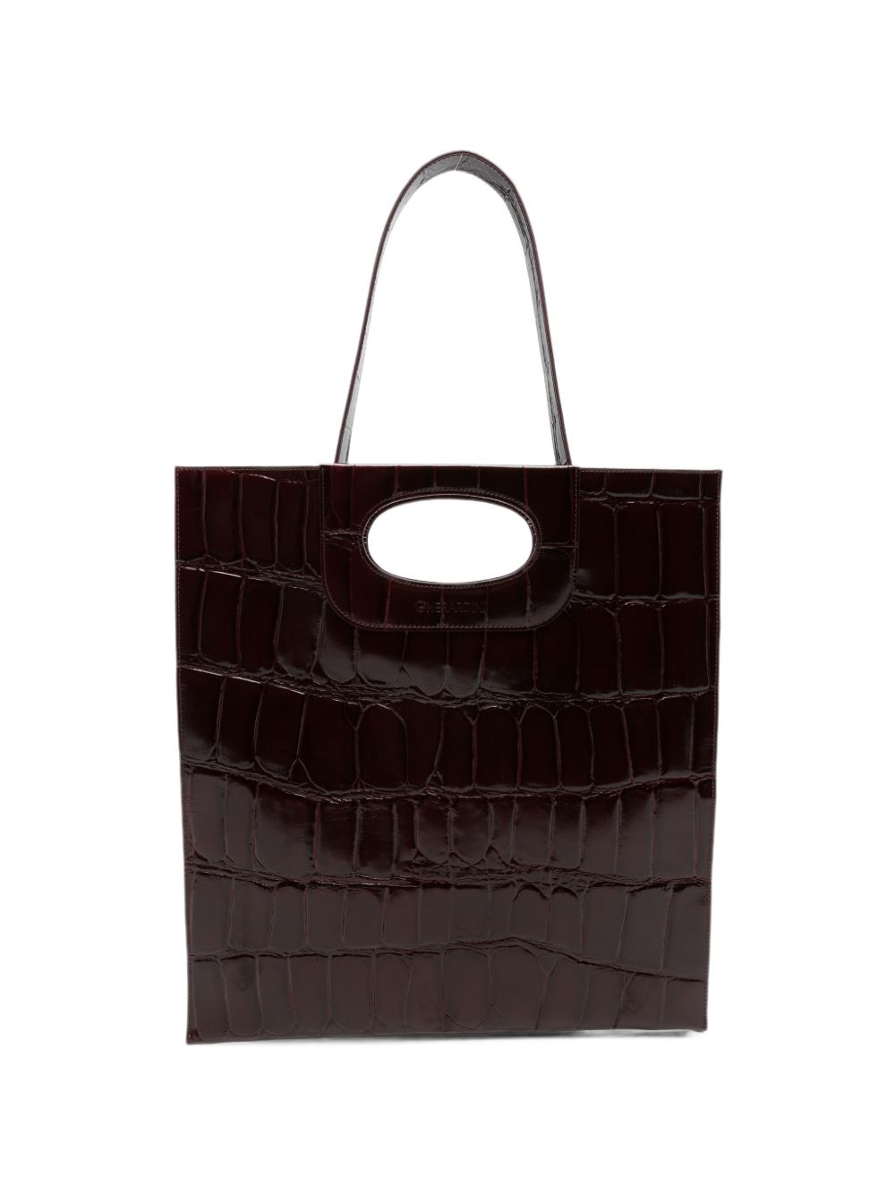 GHERARDINI Borsa Piattina Cocco bordeaux effetto coccodrillo con logo all-over