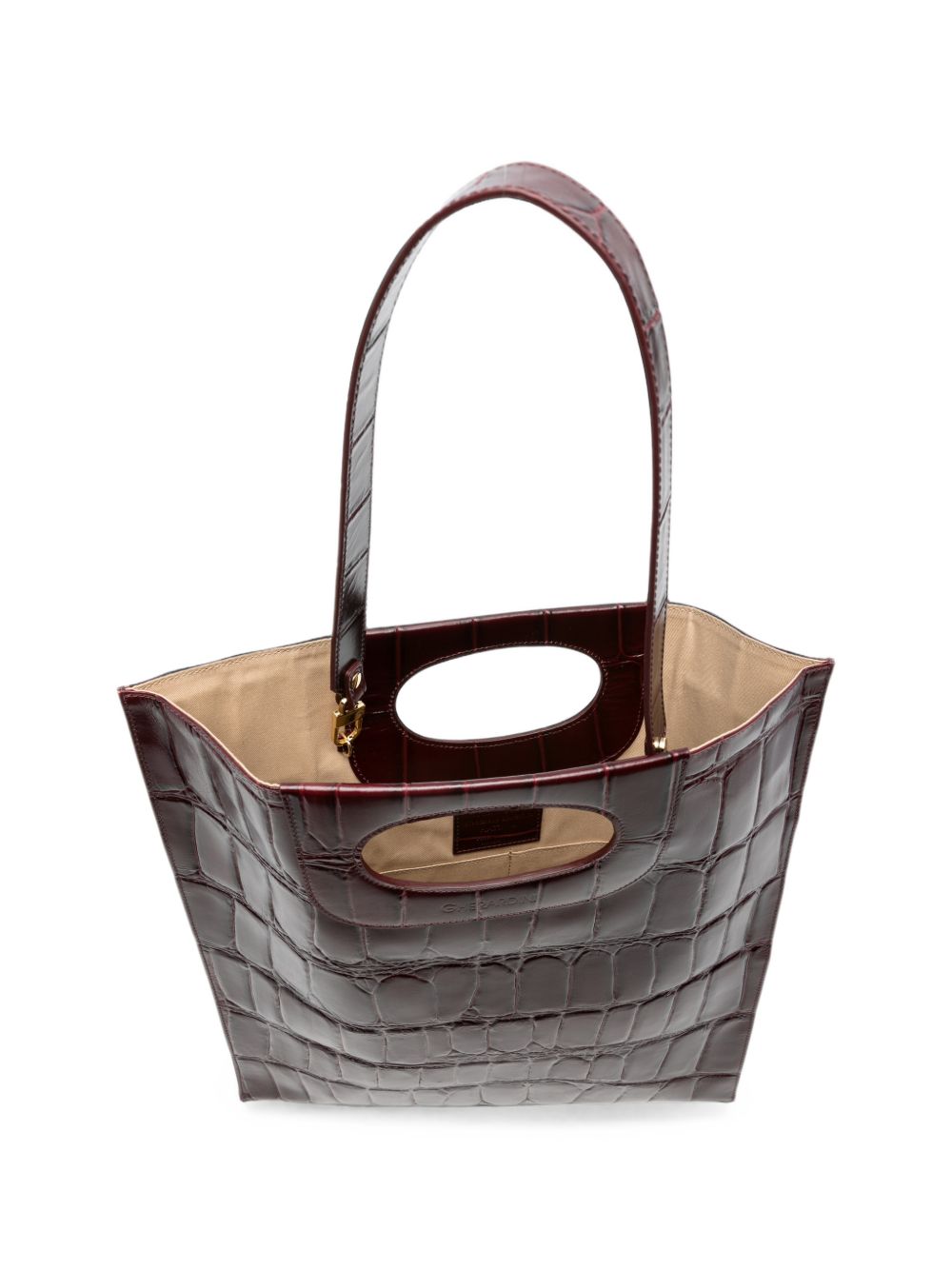 GHERARDINI Borsa Piattina Cocco bordeaux effetto coccodrillo con logo all-over