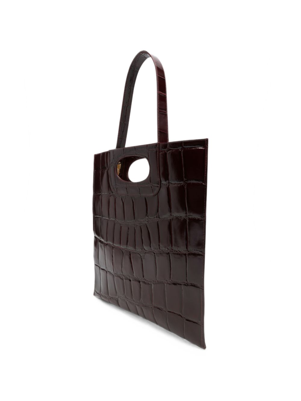 GHERARDINI Borsa Piattina Cocco bordeaux effetto coccodrillo con logo all-over