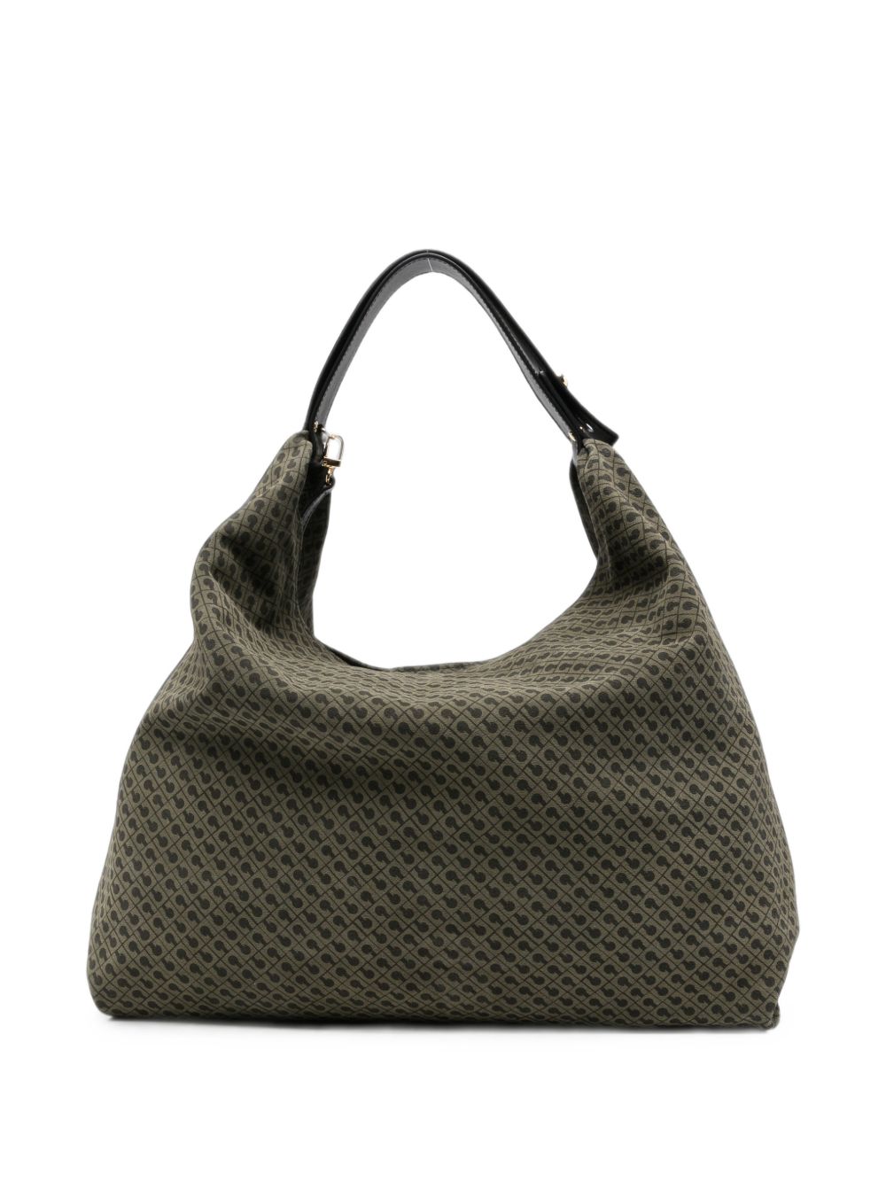 GHERARDINI Borsa Medium Green in pelle verde con logo all-over