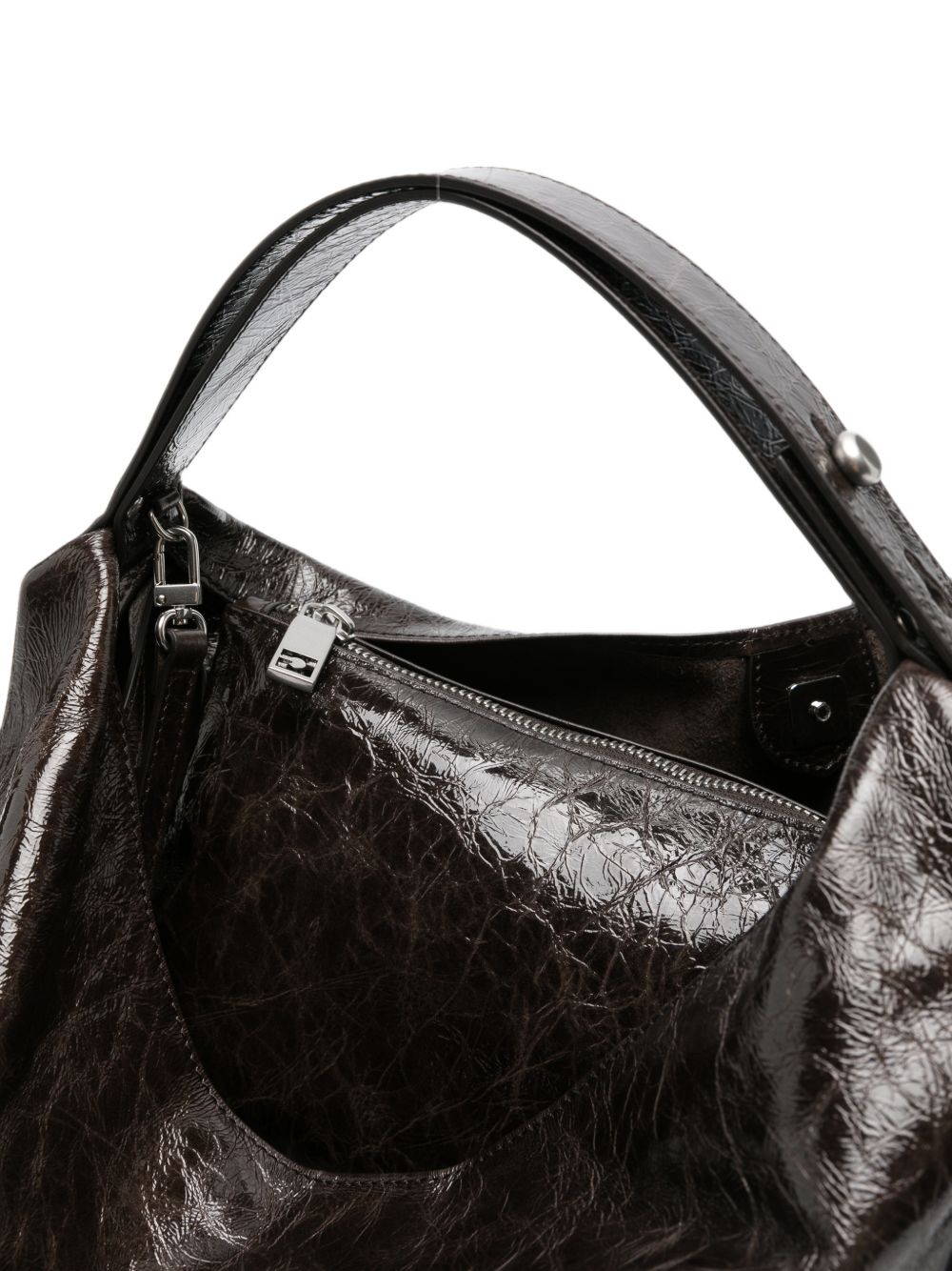 GHERARDINI Borsa Medium Naplak in pelle battuta lucida nera
