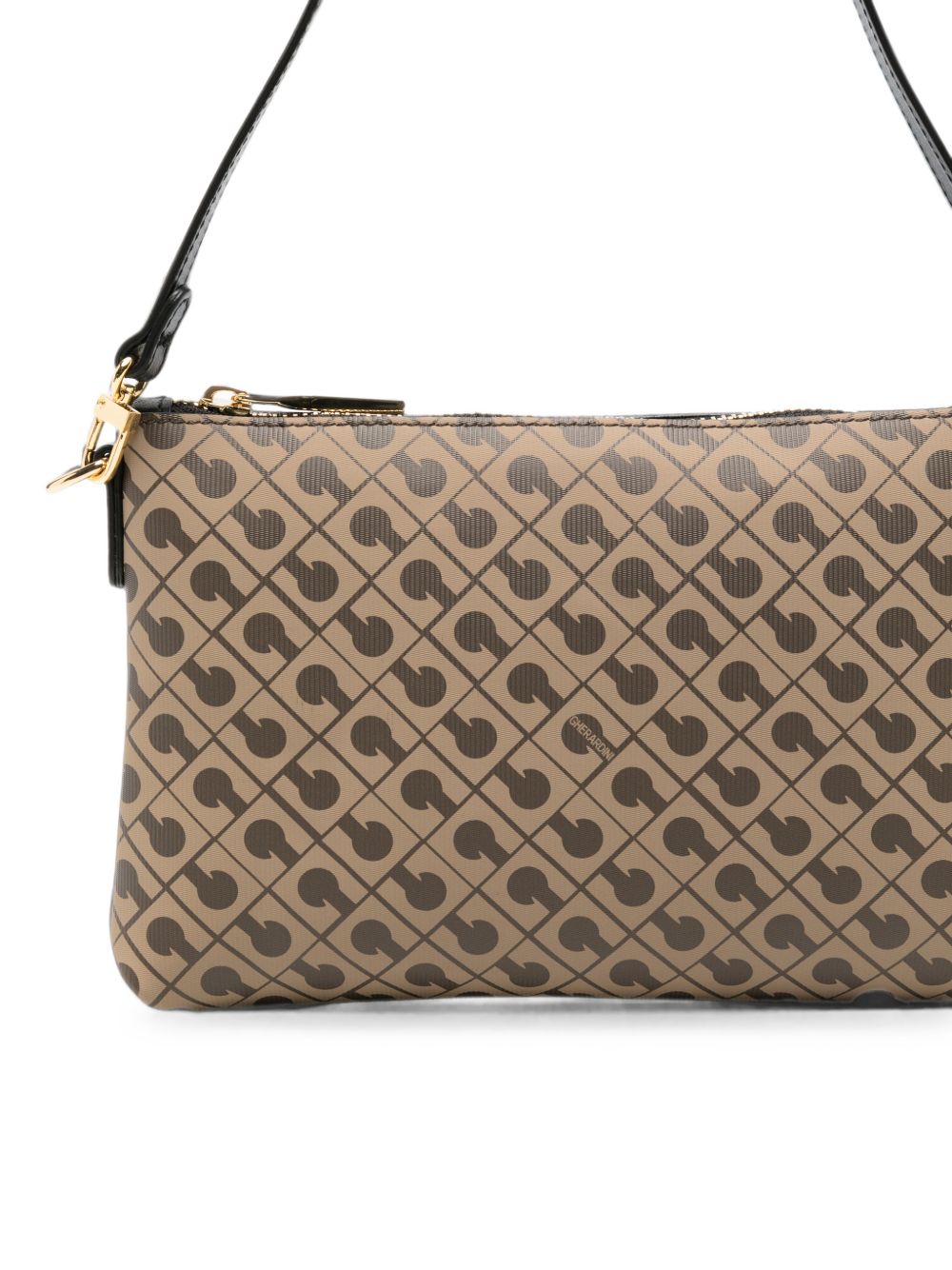 GHERARDINI Mini borsa a pochette marrone con logo all-over