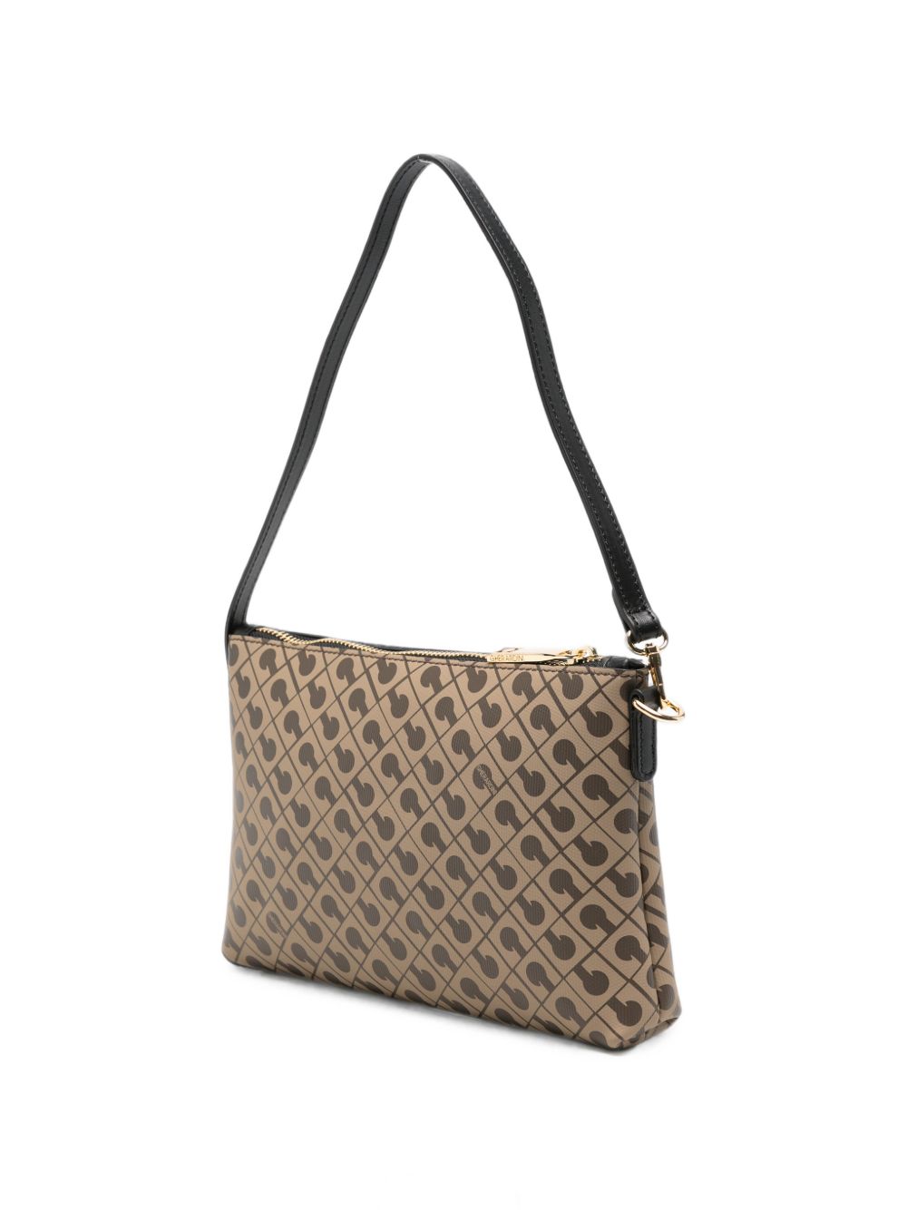 GHERARDINI Mini borsa a pochette marrone con logo all-over