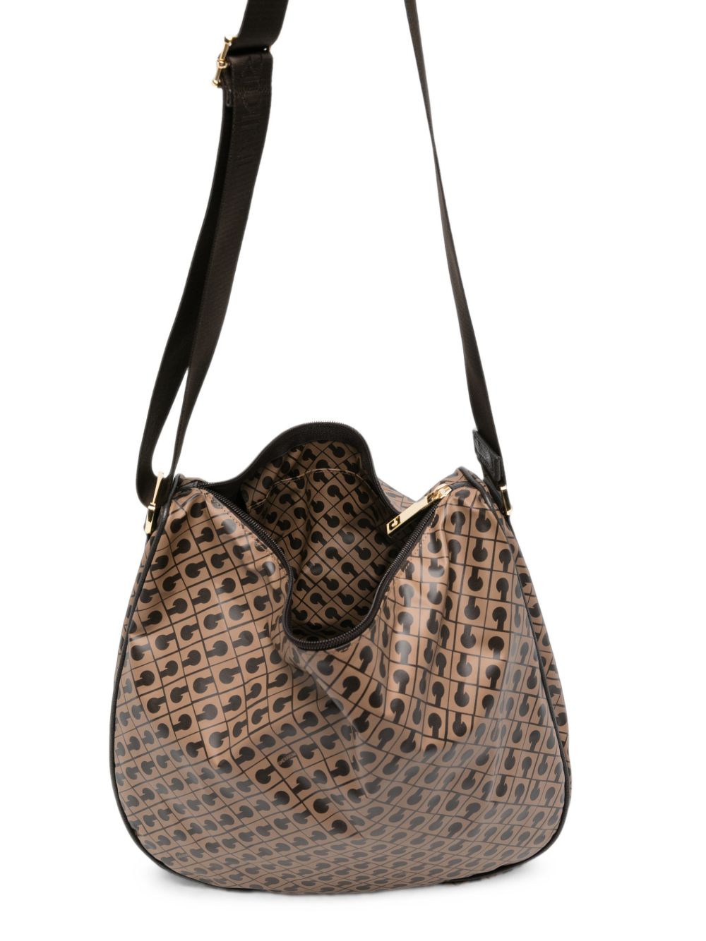 GHERARDINI Borsa Medium Satchel Toffee marrone con logo all-over