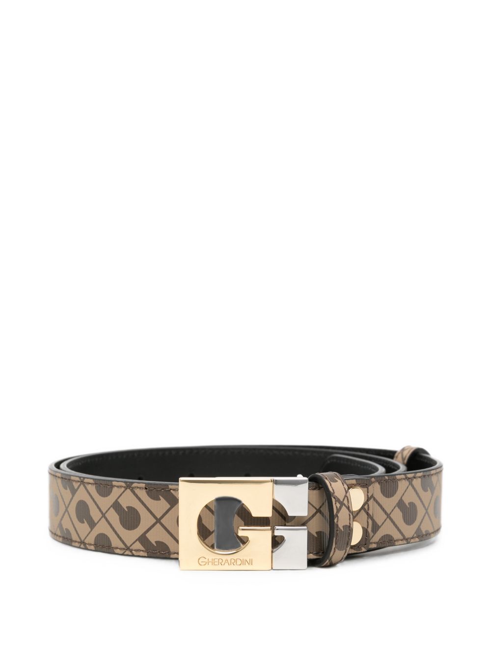 GHERARDINI Cintura Belt Moka marrone con logo all-over