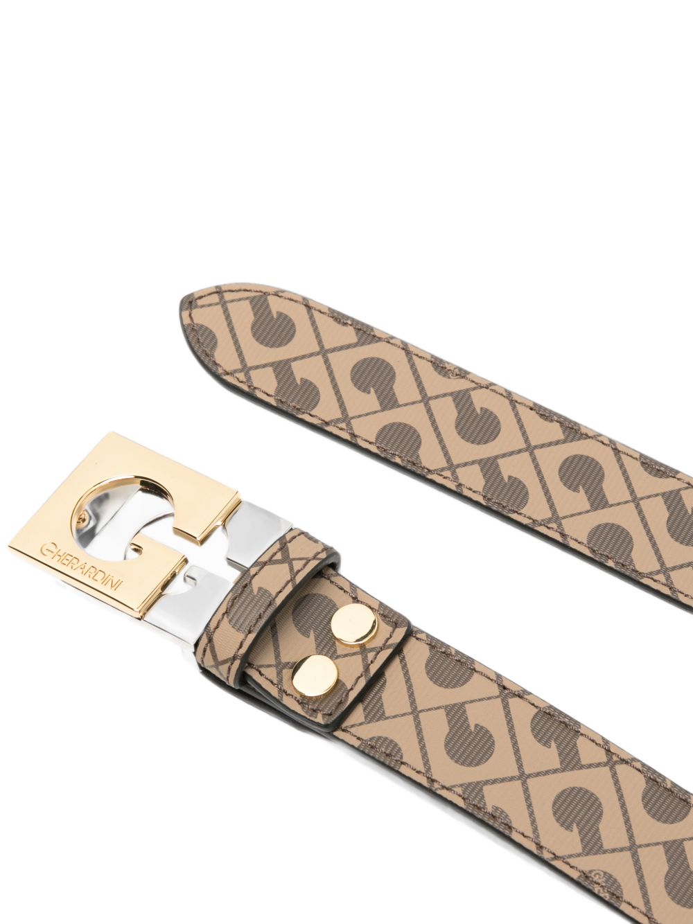 GHERARDINI Cintura Belt Moka marrone con logo all-over