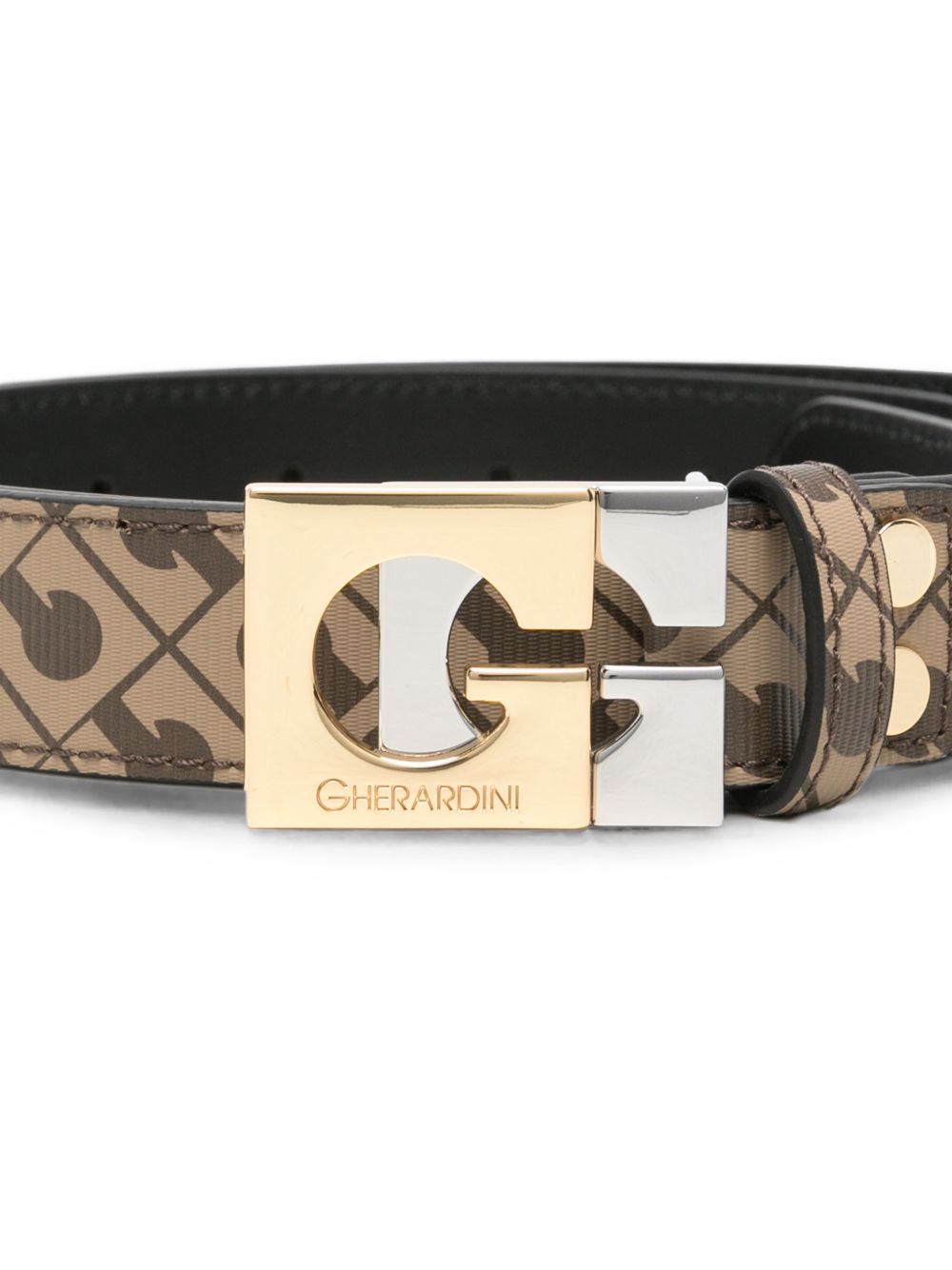 GHERARDINI Cintura Belt Moka marrone con logo all-over