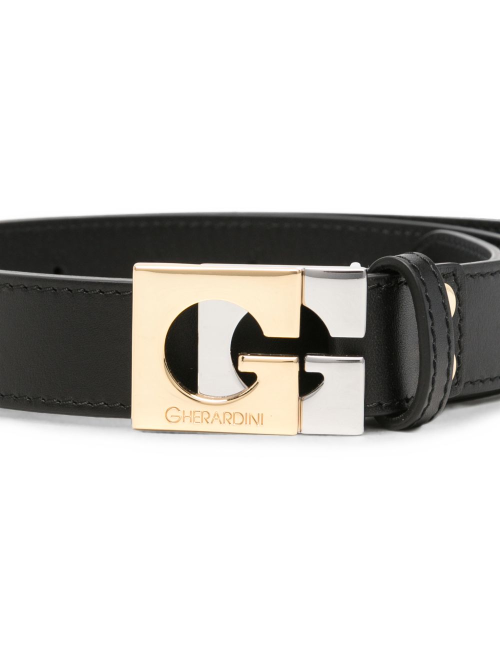 GHERARDINI Cintura Belt nera in pelle con doppia fibbia