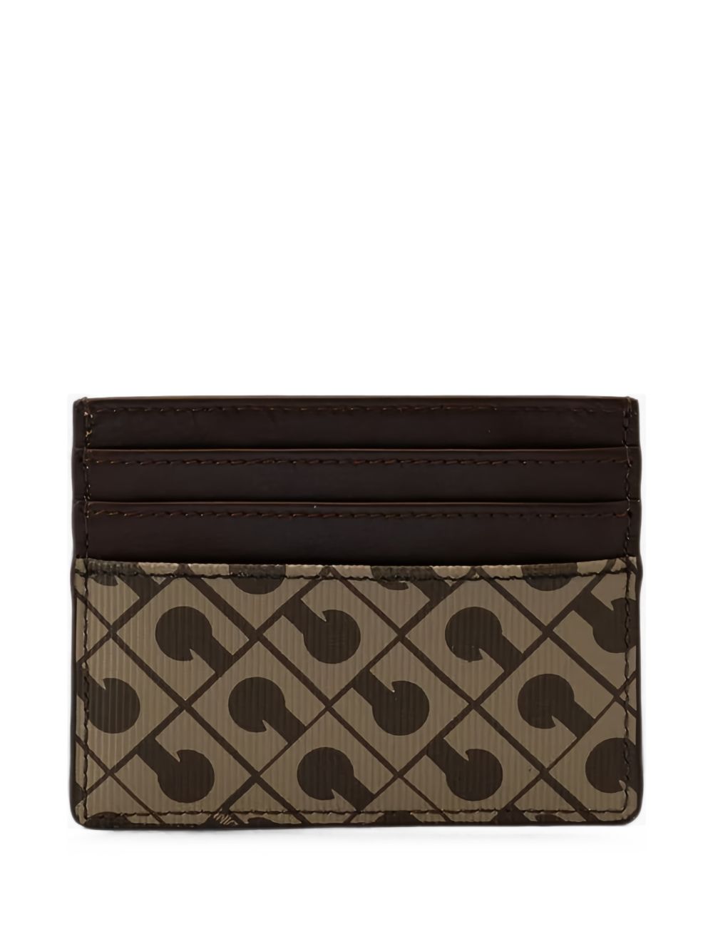 GHERARDINI Portacarte marrone in pelle con logo all-over