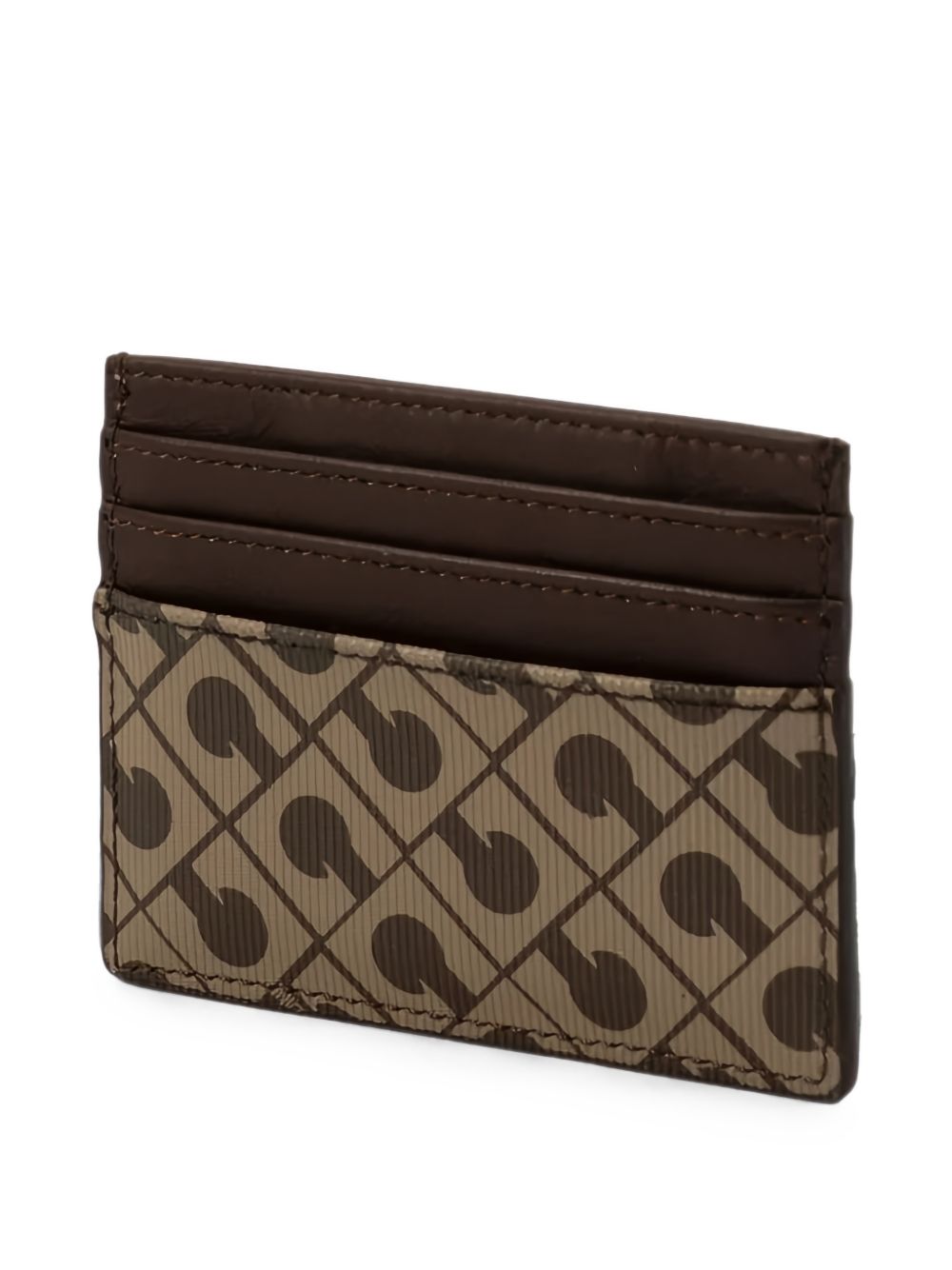 GHERARDINI Portacarte marrone in pelle con logo all-over