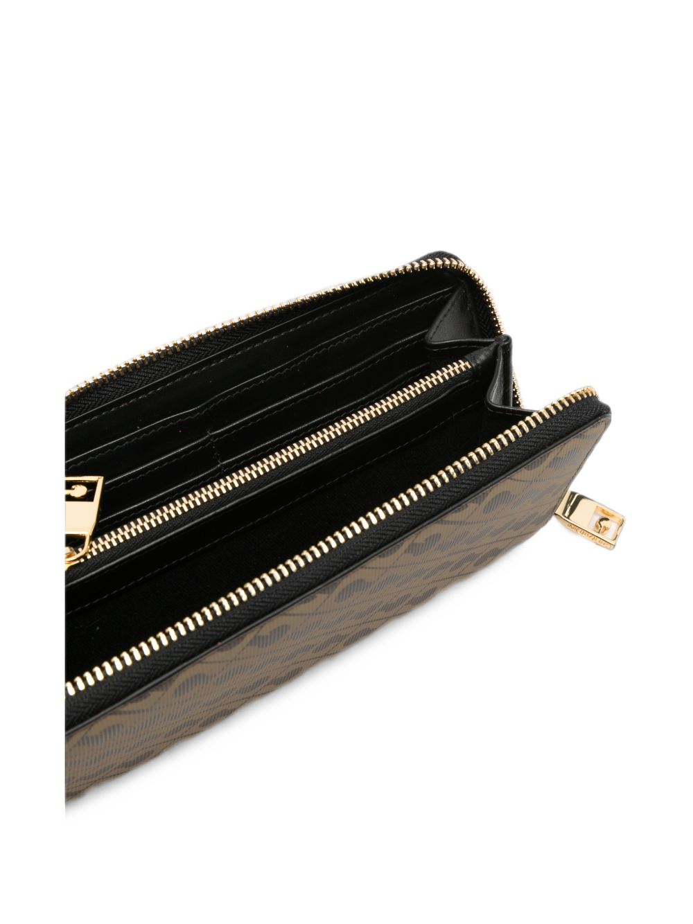 GHERARDINI Portafoglio marrone in pelle con logo all-over