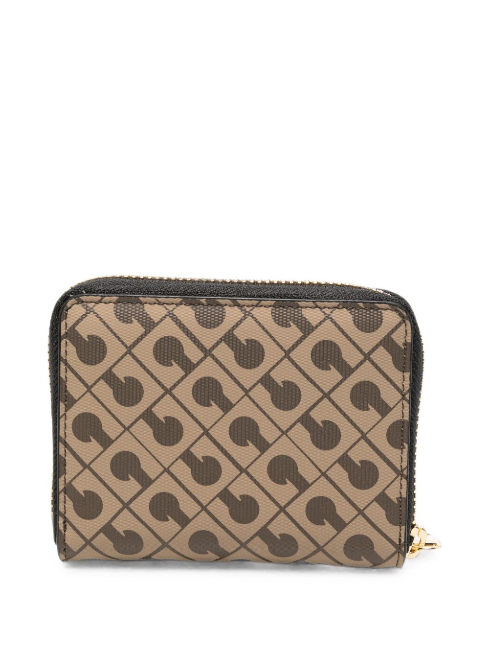 GHERARDINI Portafoglio Small Moka con zip marrone e logo all-over