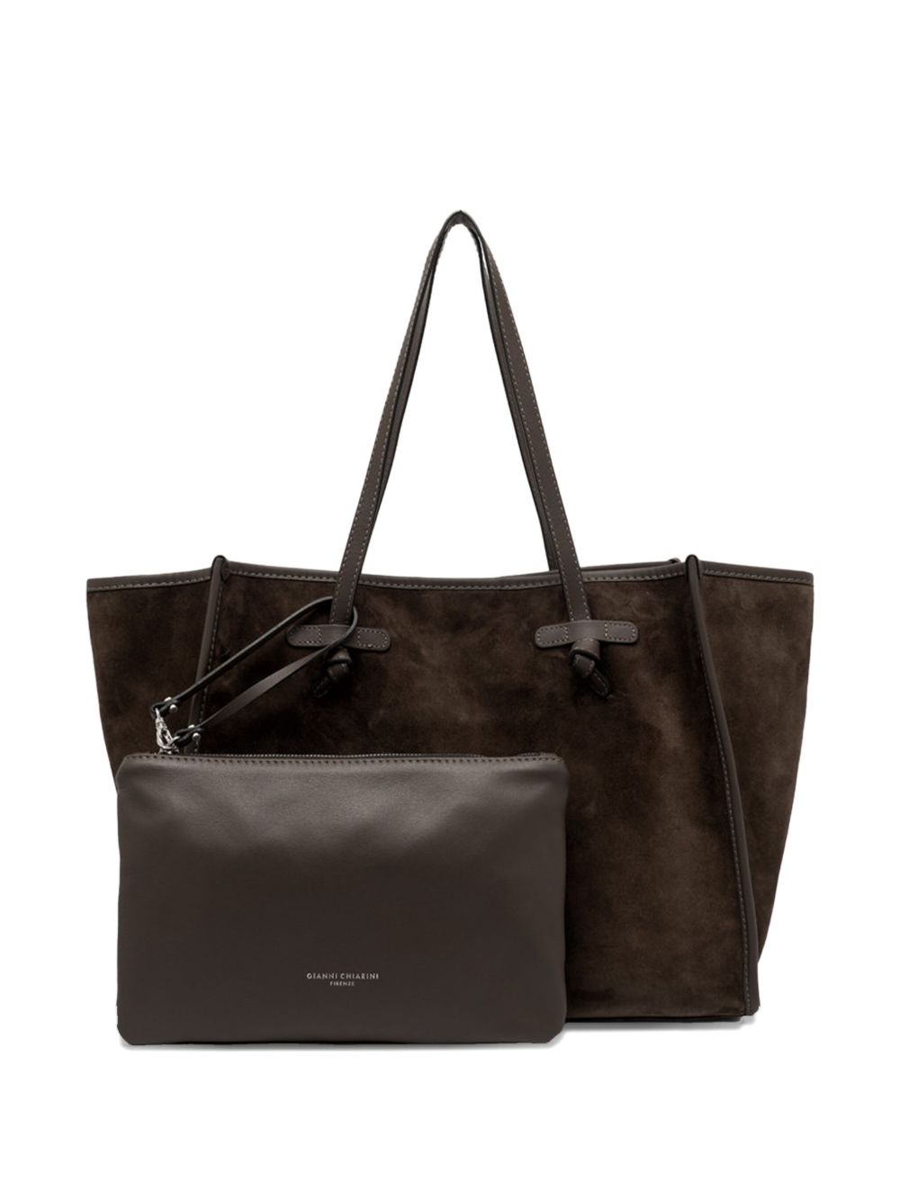GIANNI CHIARINI Borsa a mano Marcella in suede marrone con pochette inclusa