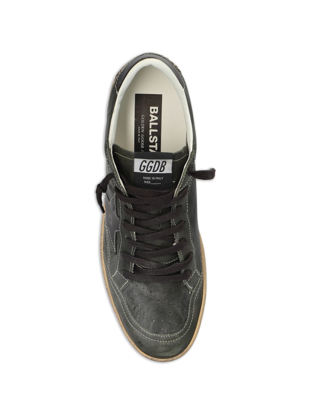 GOLDEN GOOSE Sneakers Ball Star verdi in pelle con dettagli effetto vintage