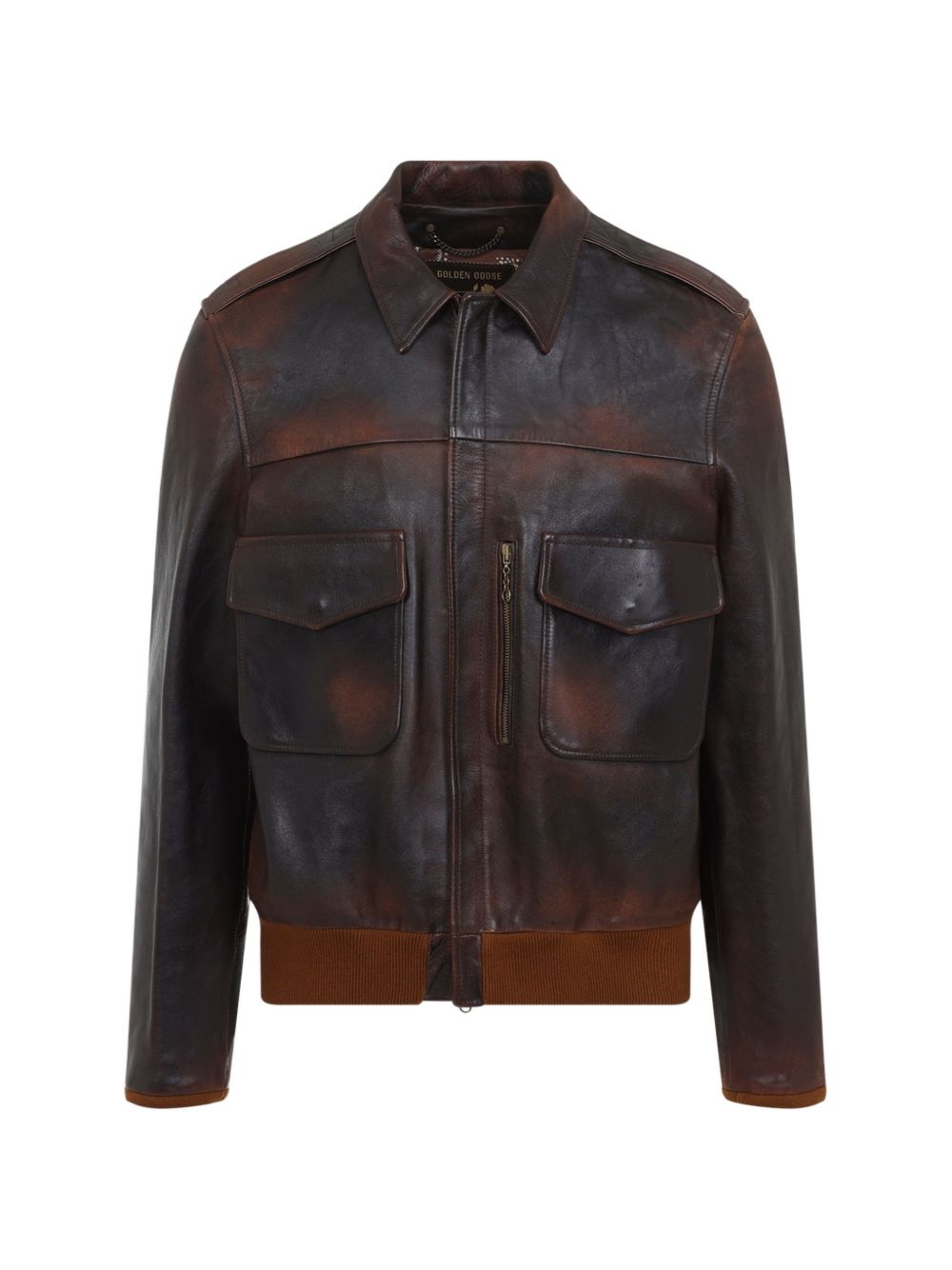 GOLDEN GOOSE Bomber in Pelle Marrone Scuro