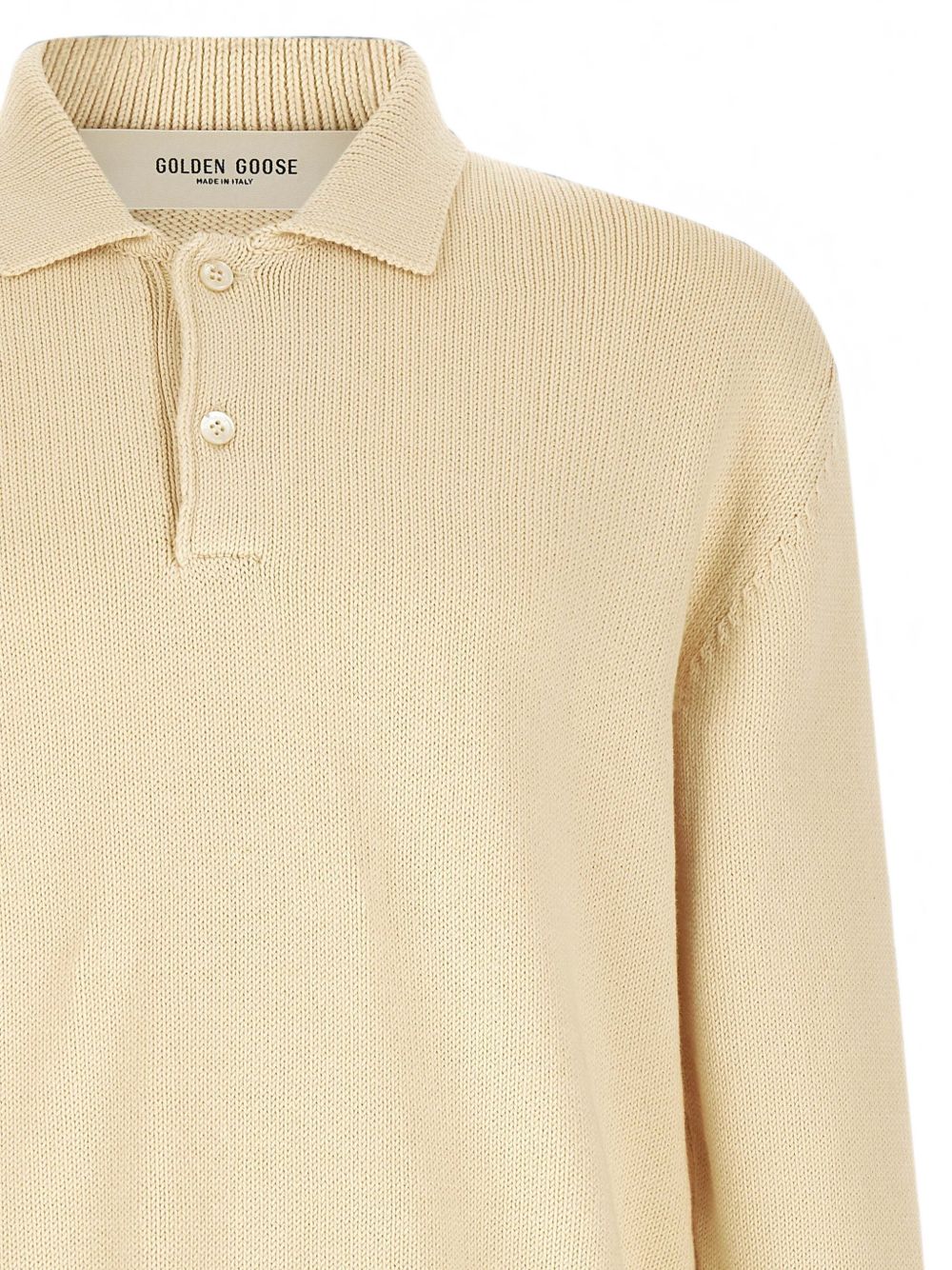 GOLDEN GOOSE Polo a Maniche Lunghe in Maglia Crema