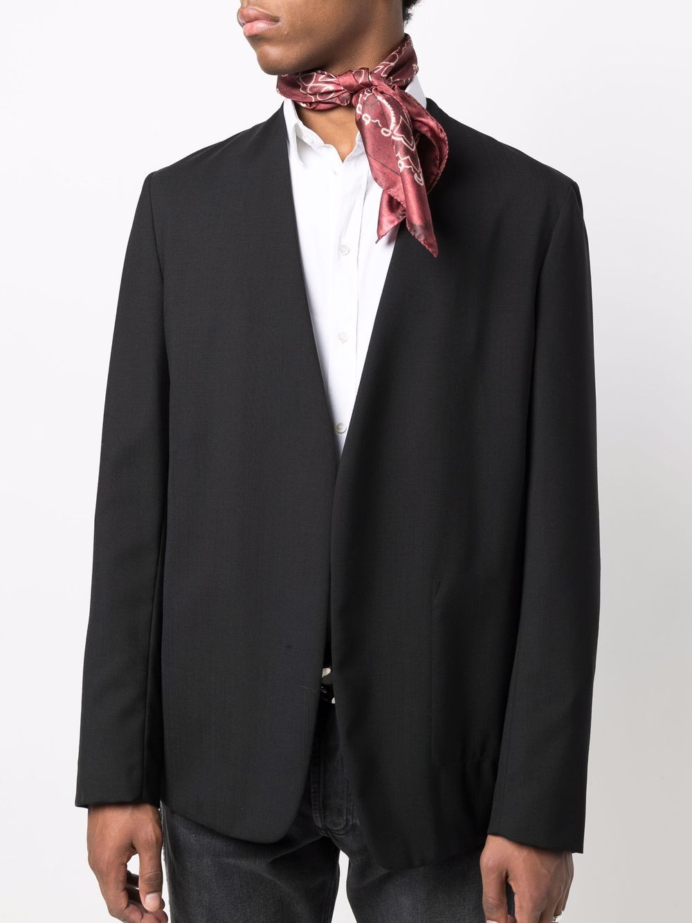 GOLDEN GOOSE Foulard rosso in seta con motivo jacquard