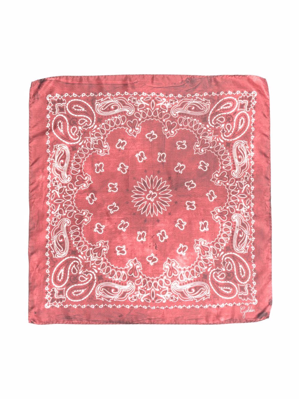 GOLDEN GOOSE Foulard rosso in seta con motivo jacquard