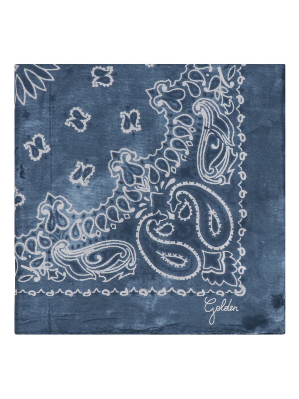 GOLDEN GOOSE Foulard blu in seta con motivo jacquard