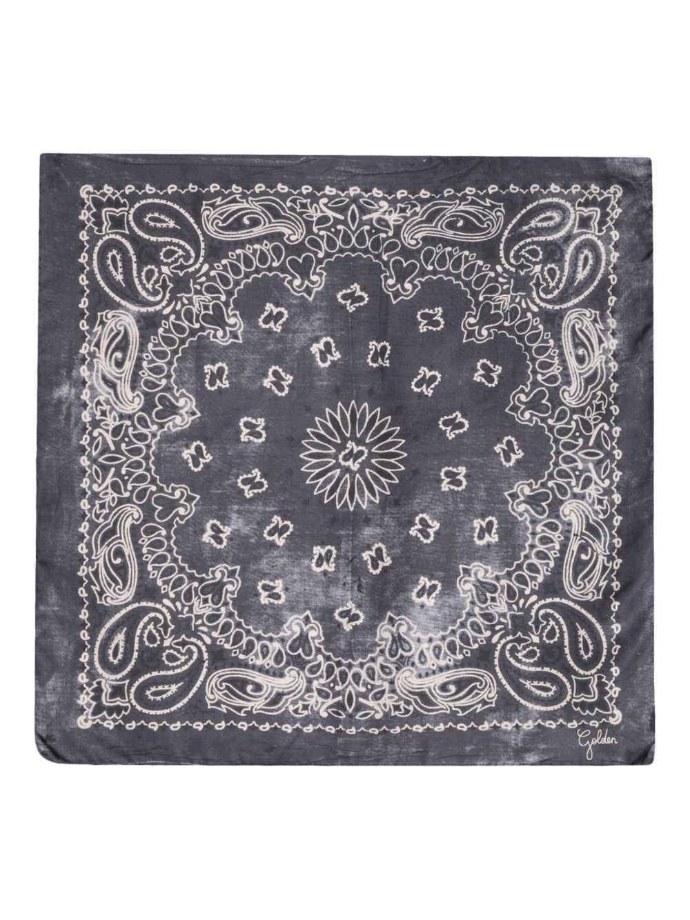 GOLDEN GOOSE Foulard grigio in seta con motivo jacquard
