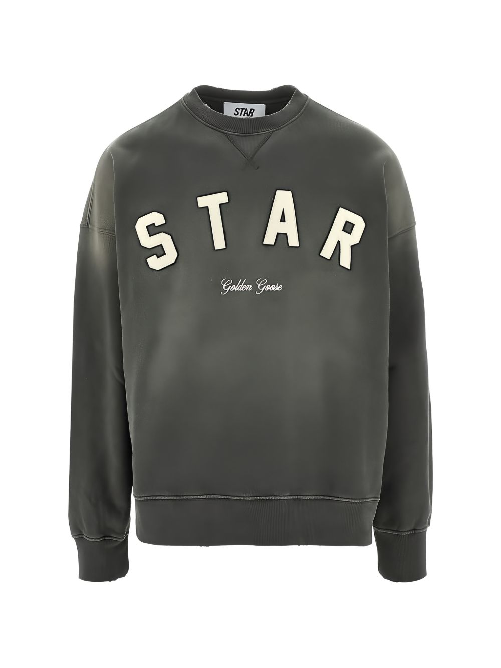 GOLDEN GOOSE Felpa Star Logo in Cotone Grigio