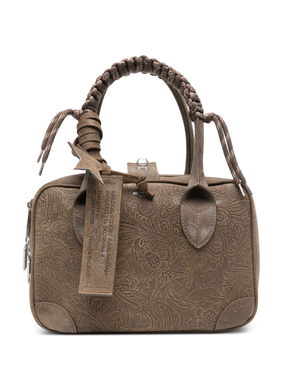 GOLDEN GOOSE Borsa in pelle con decorazioni floreali incise