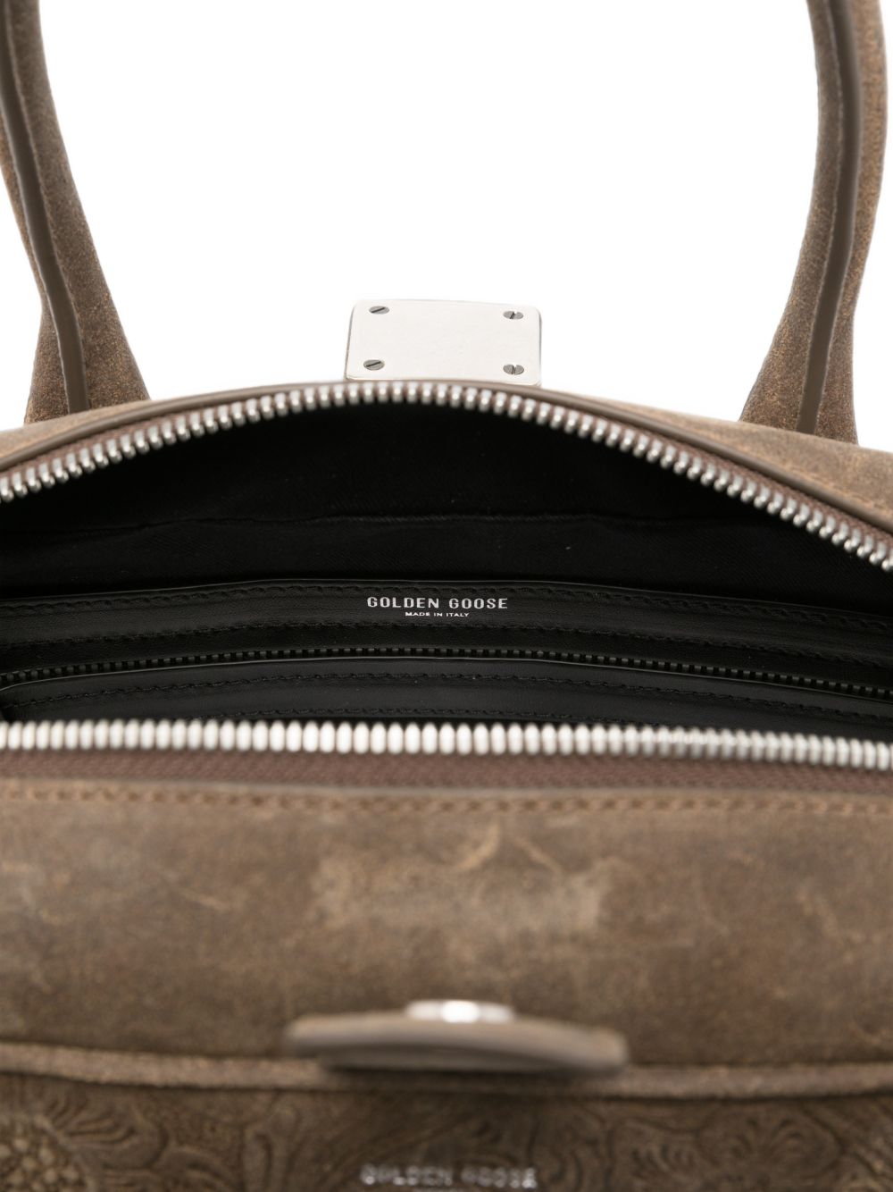 GOLDEN GOOSE Borsa in pelle con decorazioni floreali incise