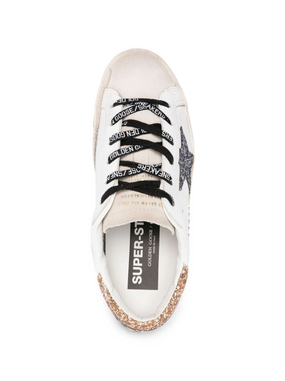 GOLDEN GOOSE Sneakers bianche con dettagli in strass dorati e argentati
