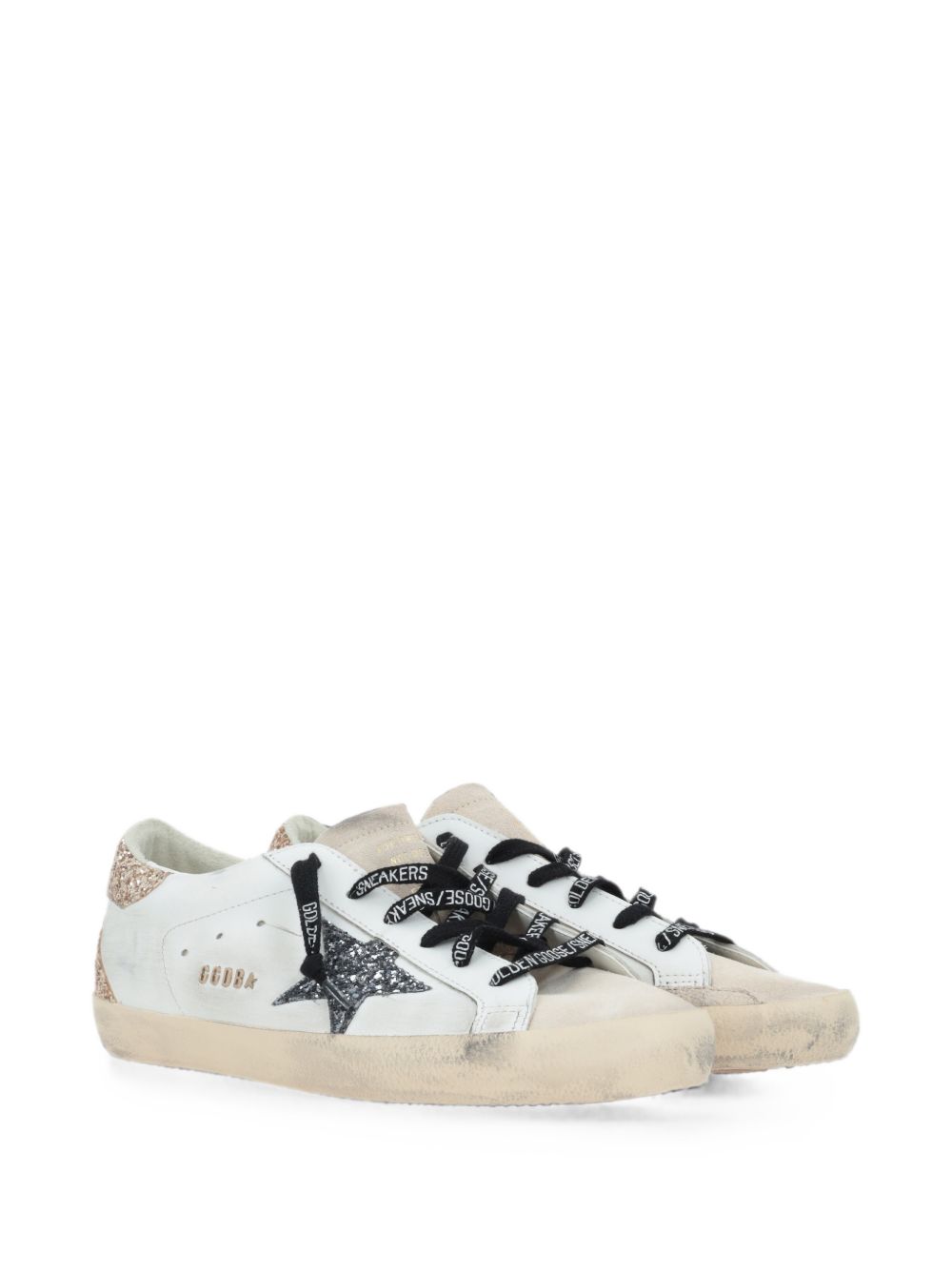GOLDEN GOOSE Sneakers bianche con dettagli in strass dorati e argentati