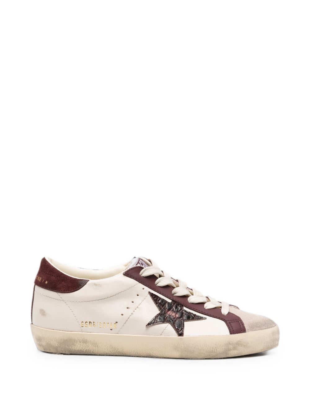 GOLDEN GOOSE Sneakers bianche con dettagli bordeaux firmate