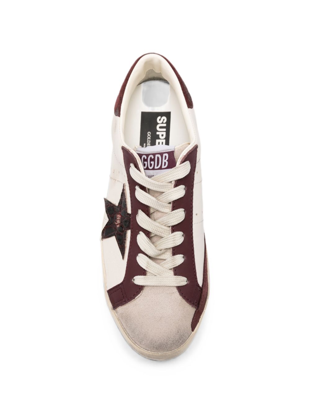 GOLDEN GOOSE Sneakers bianche con dettagli bordeaux firmate