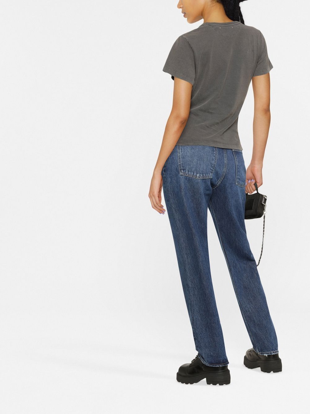 GOLDEN GOOSE T-shirt grigia a maniche corte con logo Big sul petto