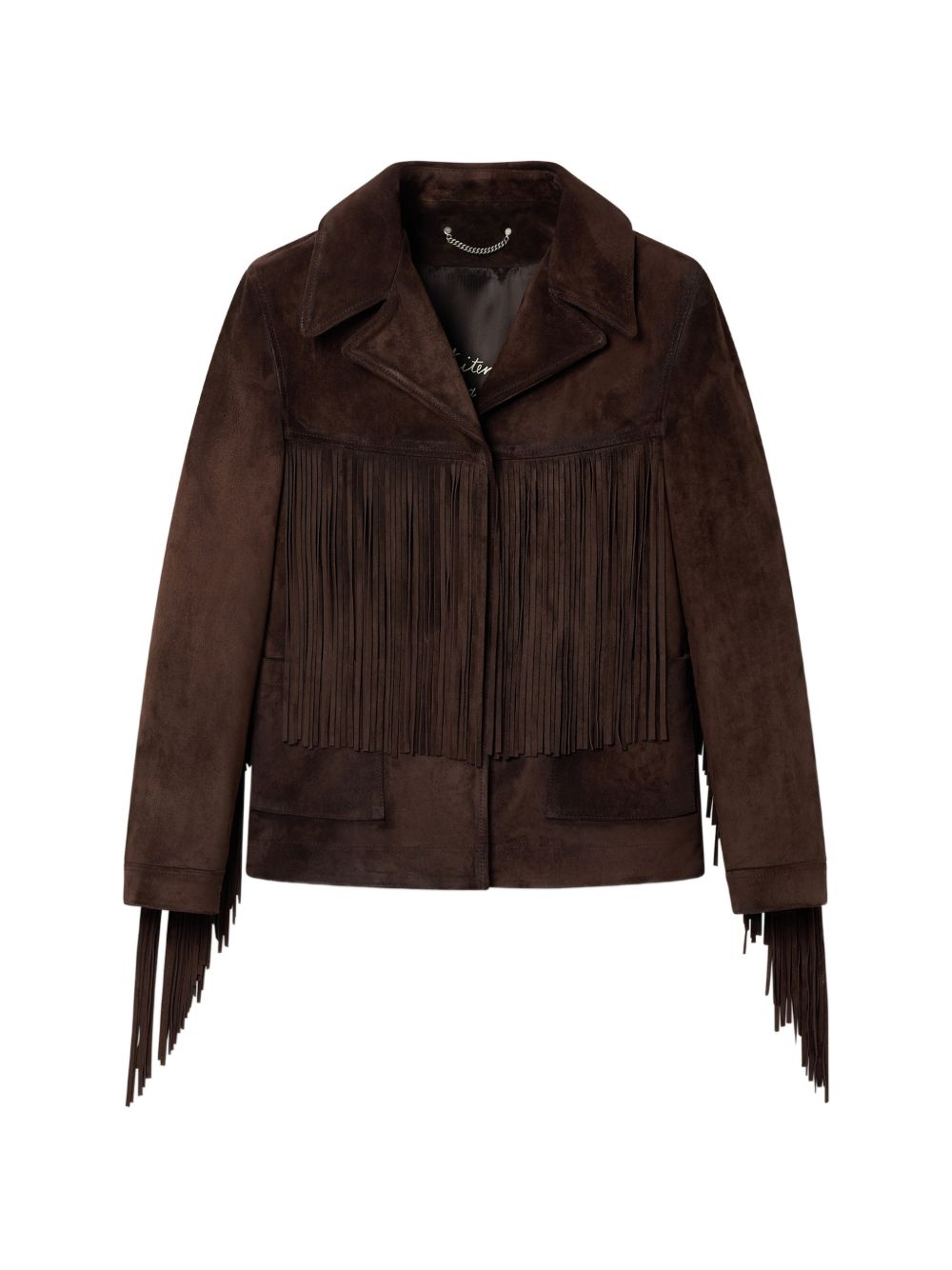 GOLDEN GOOSE Giacca in Pelle Scamosciata Marrone con Frange