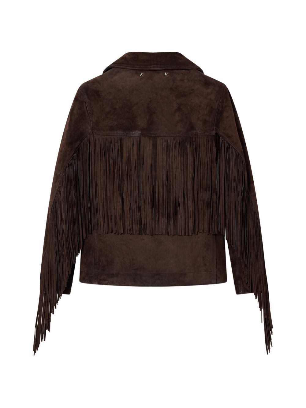 GOLDEN GOOSE Giacca in Pelle Scamosciata Marrone con Frange