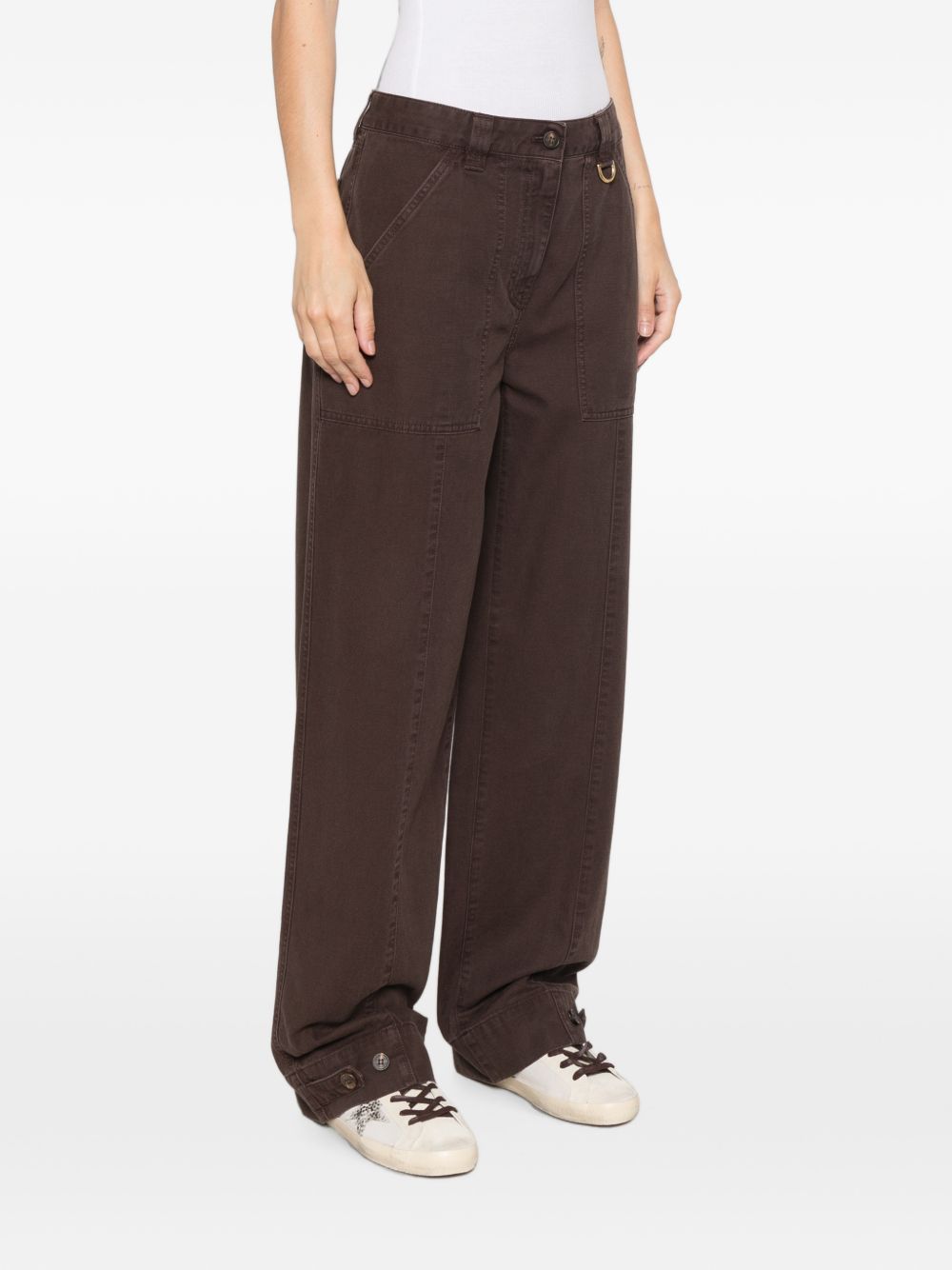 GOLDEN GOOSE Pantaloni marroni in cotone con tasche