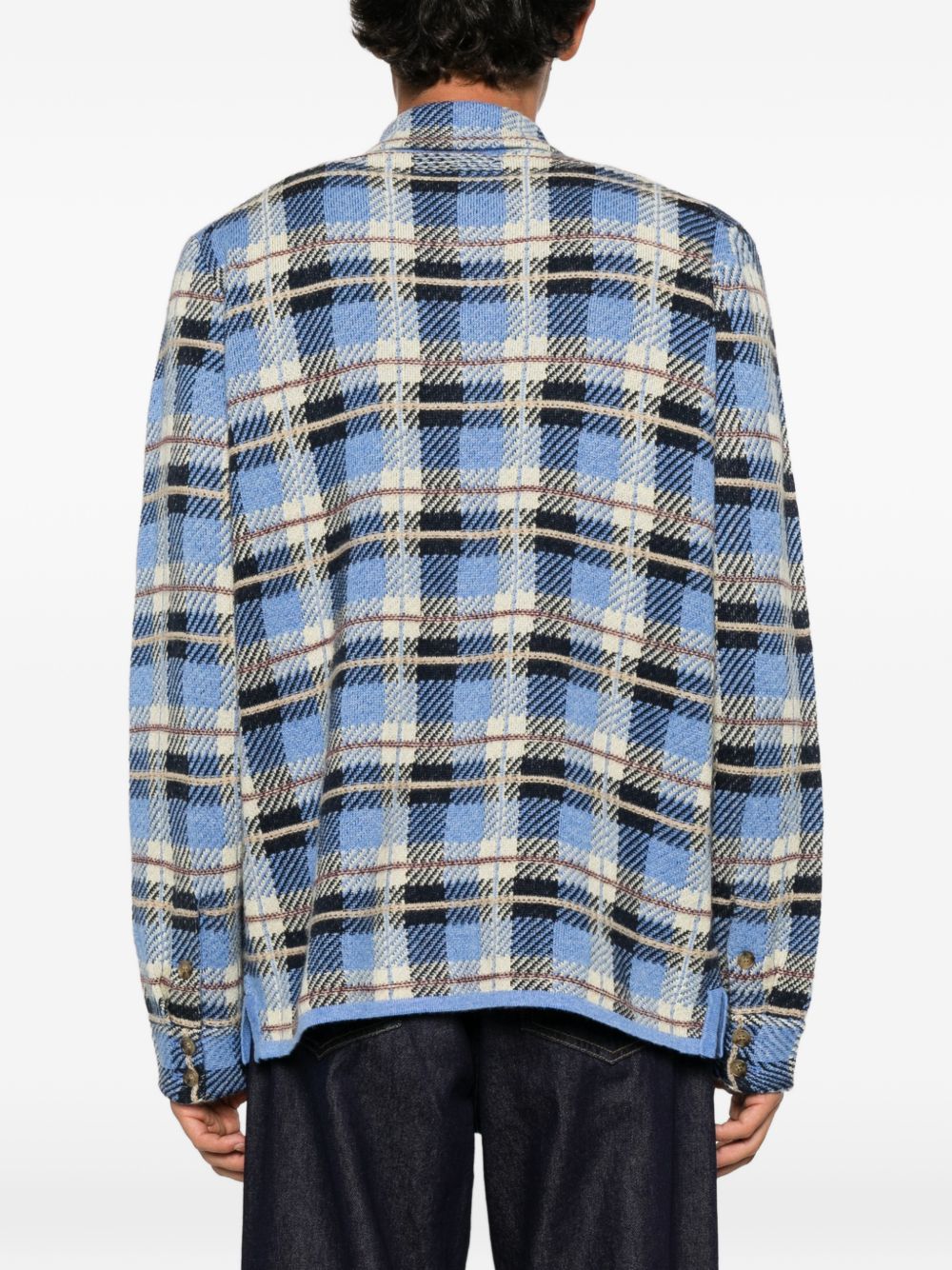 GUEST IN RESIDENCE Camicia in cashmere a quadri blu