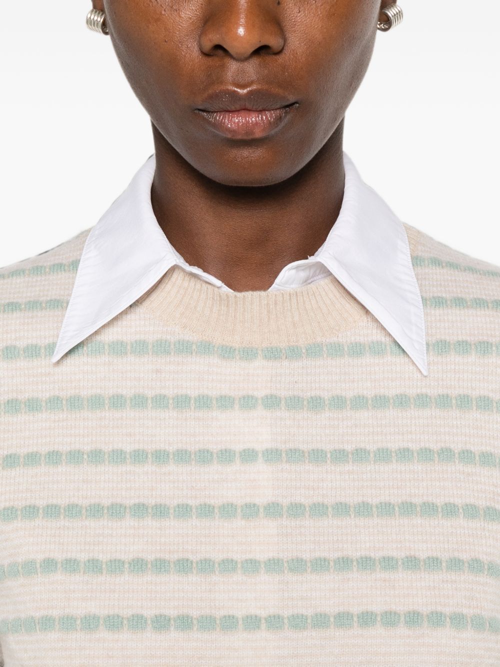 GUEST IN RESIDENCE Maglioncino cropped a righe in puro cashmere Sandstone