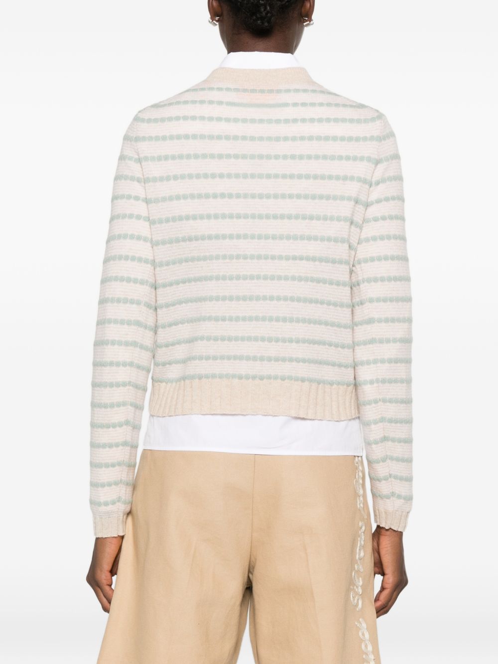 GUEST IN RESIDENCE Maglioncino cropped a righe in puro cashmere Sandstone