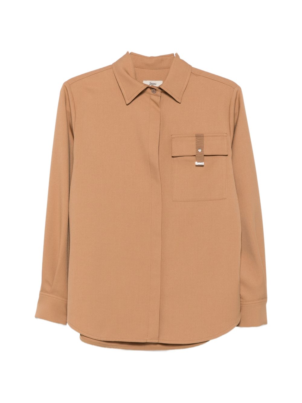 HERNO Camicia marrone chiaro con tasca sul petto