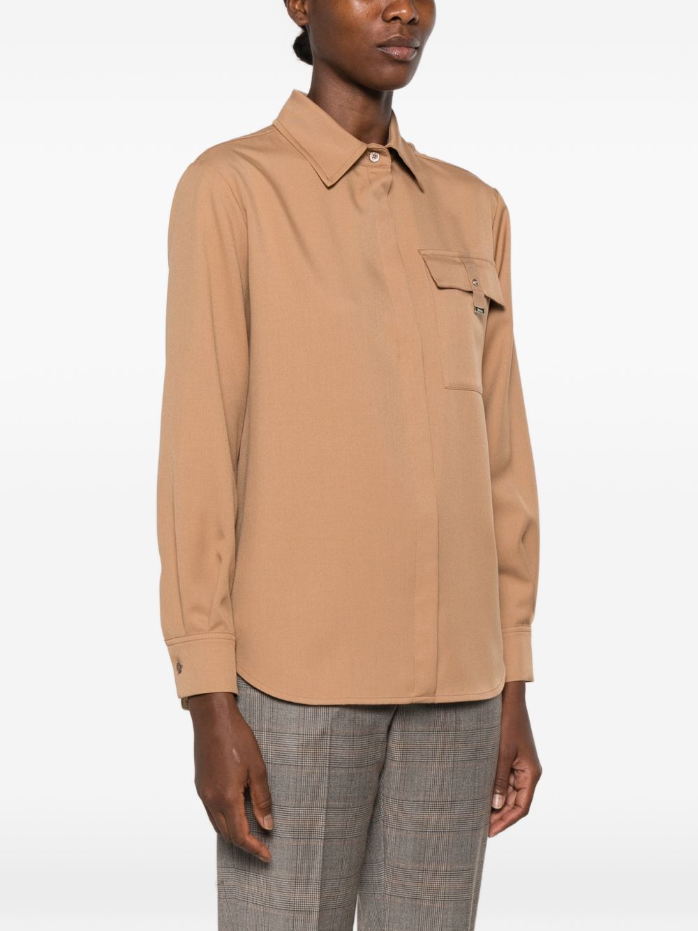 HERNO Camicia marrone chiaro con tasca sul petto