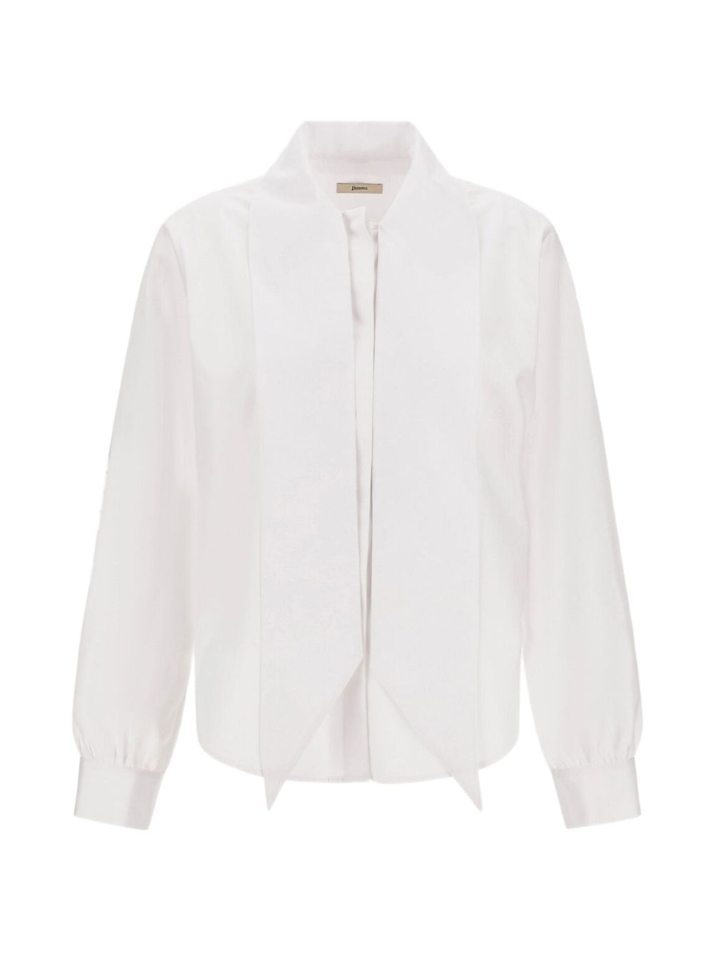 HERNO Camicia bianca in cotone con collo lavallière