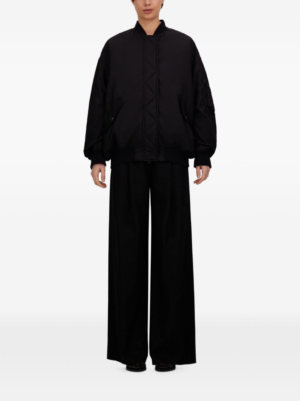 HERNO Giacca bomber nera imbottita con tasche