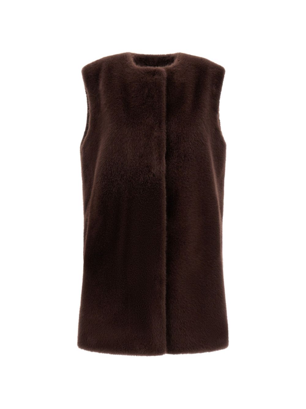 HERNO Gilet in eco-pelliccia marrone con tasche