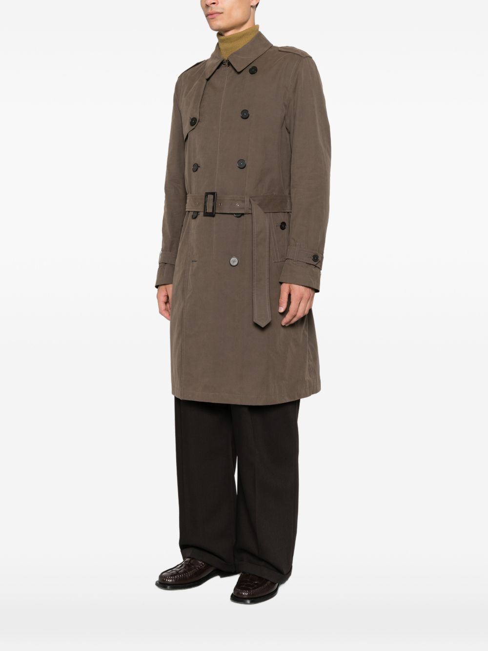 HERNO Trench doppiopetto color nocciola scuro con cintura