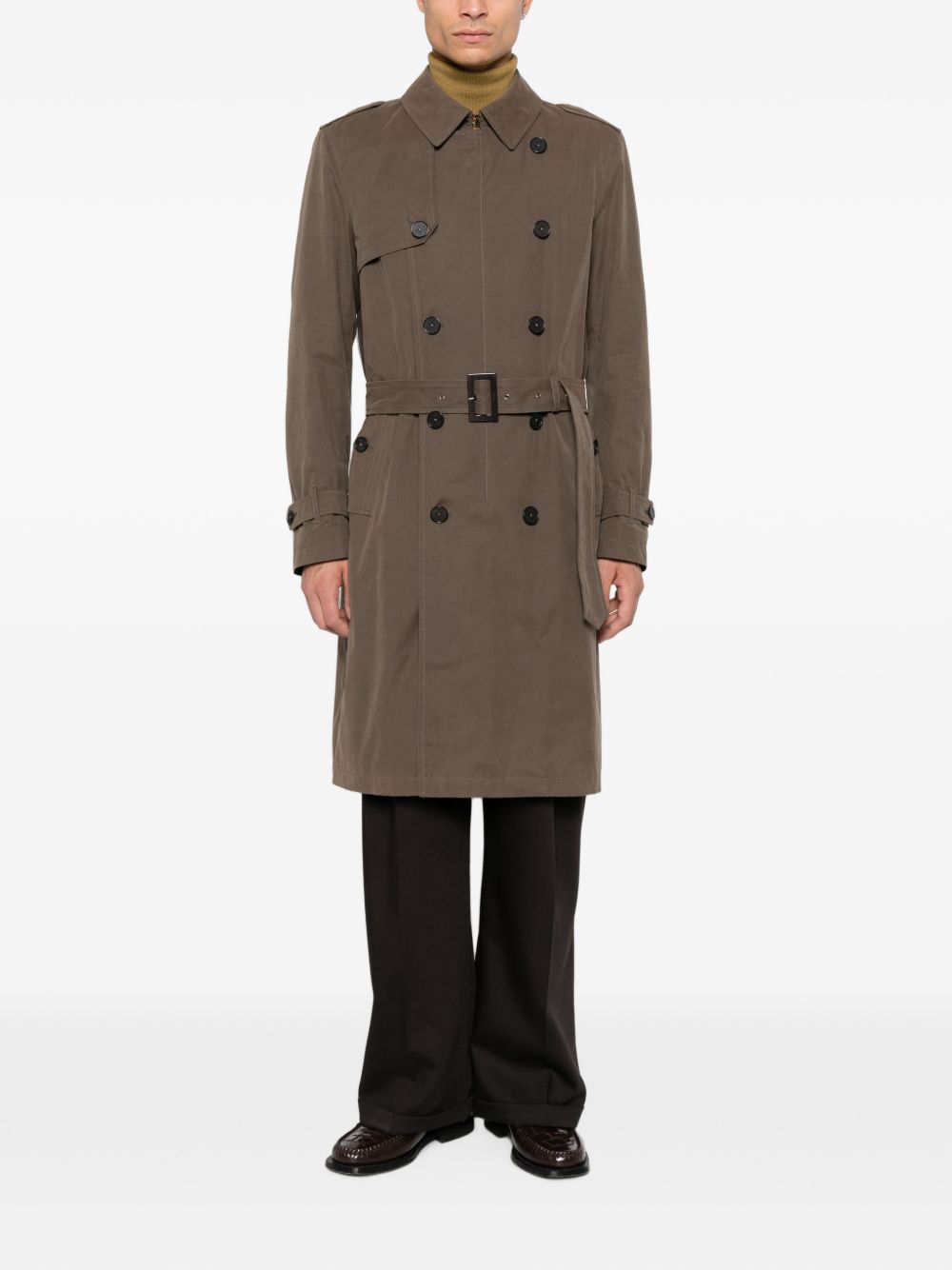 HERNO Trench doppiopetto color nocciola scuro con cintura