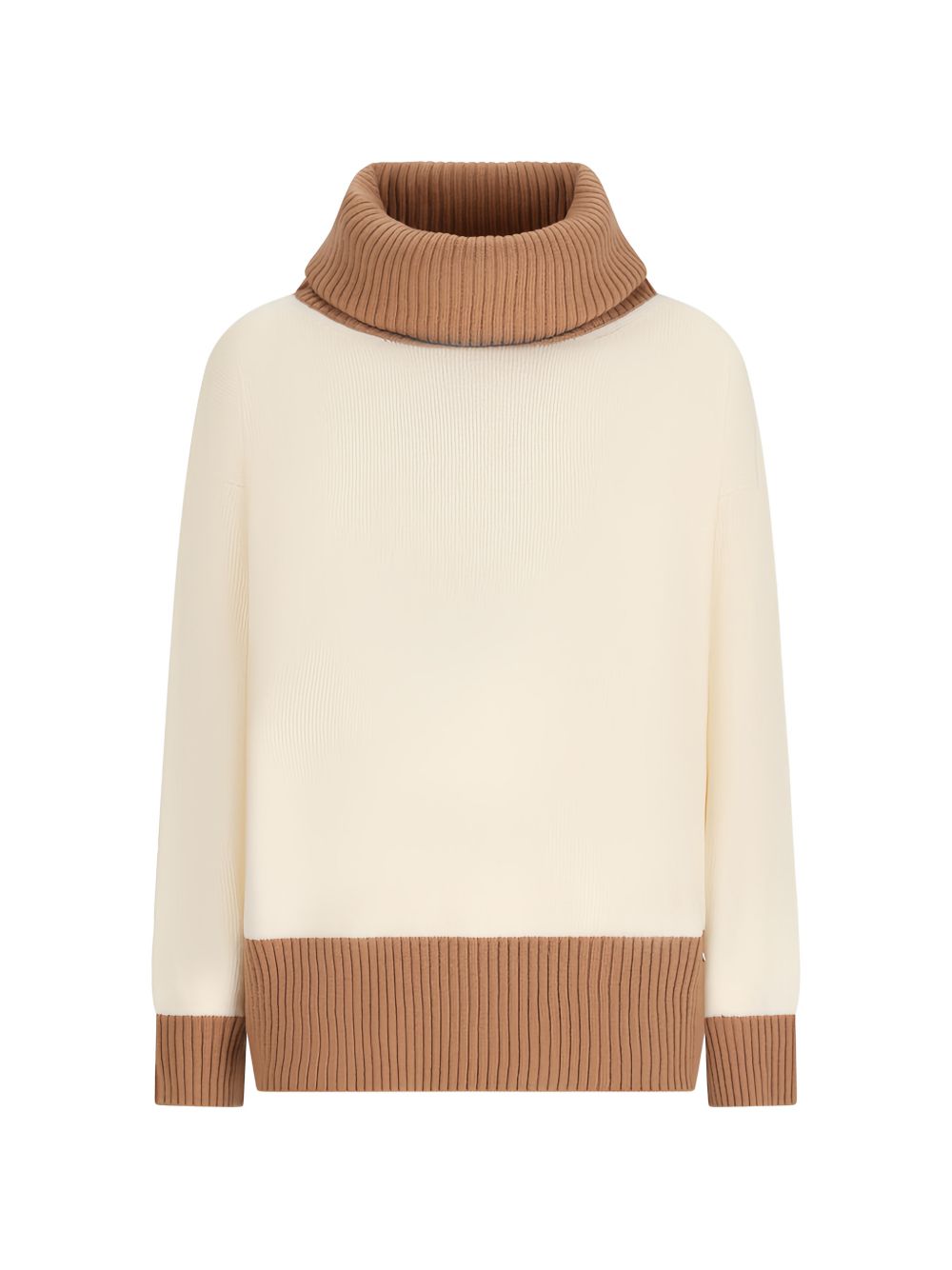 HERNO Maglia in lana color panna a collo alto