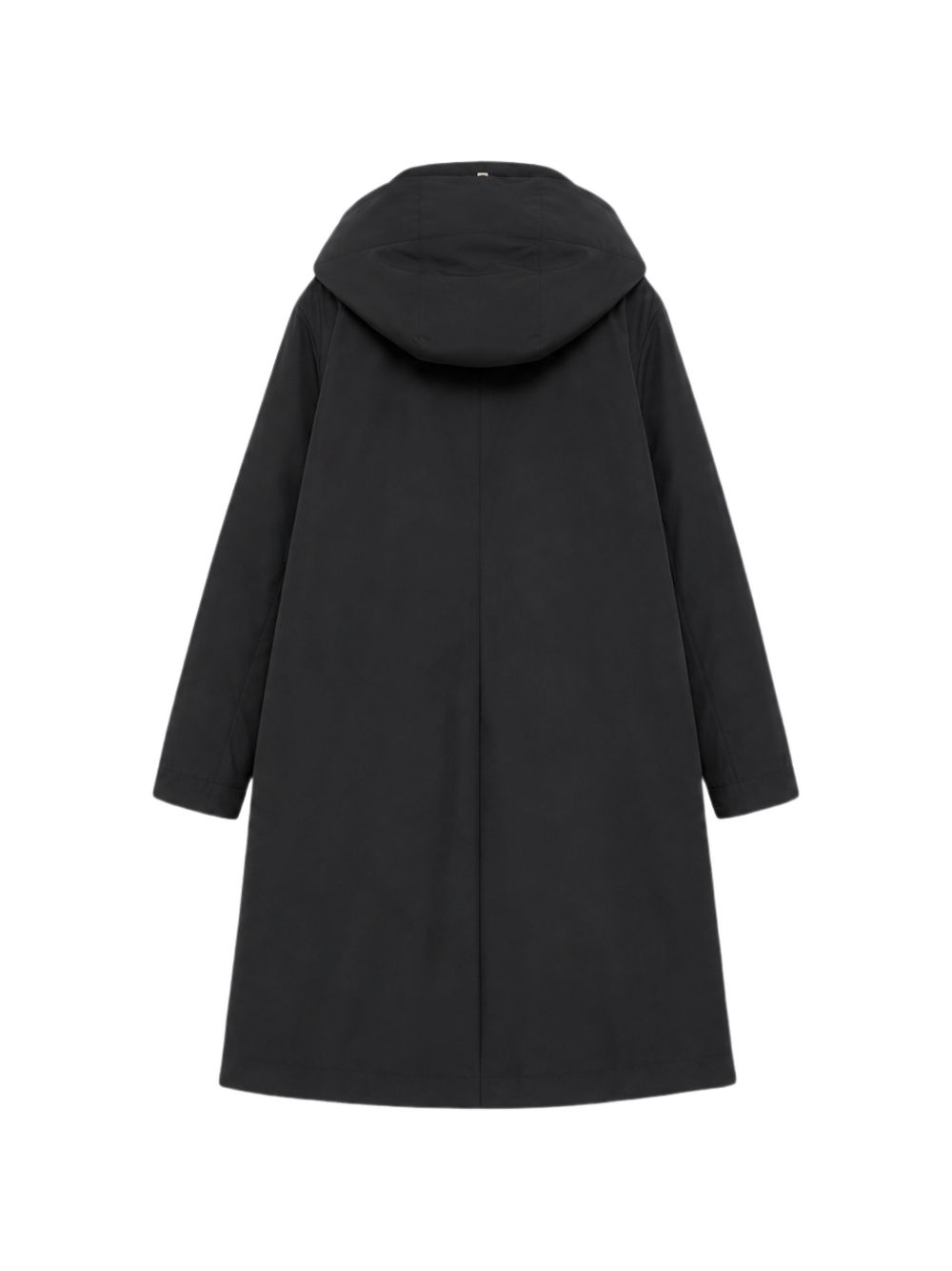 HERNO Piumino lungo nero imbottito con cappuccio