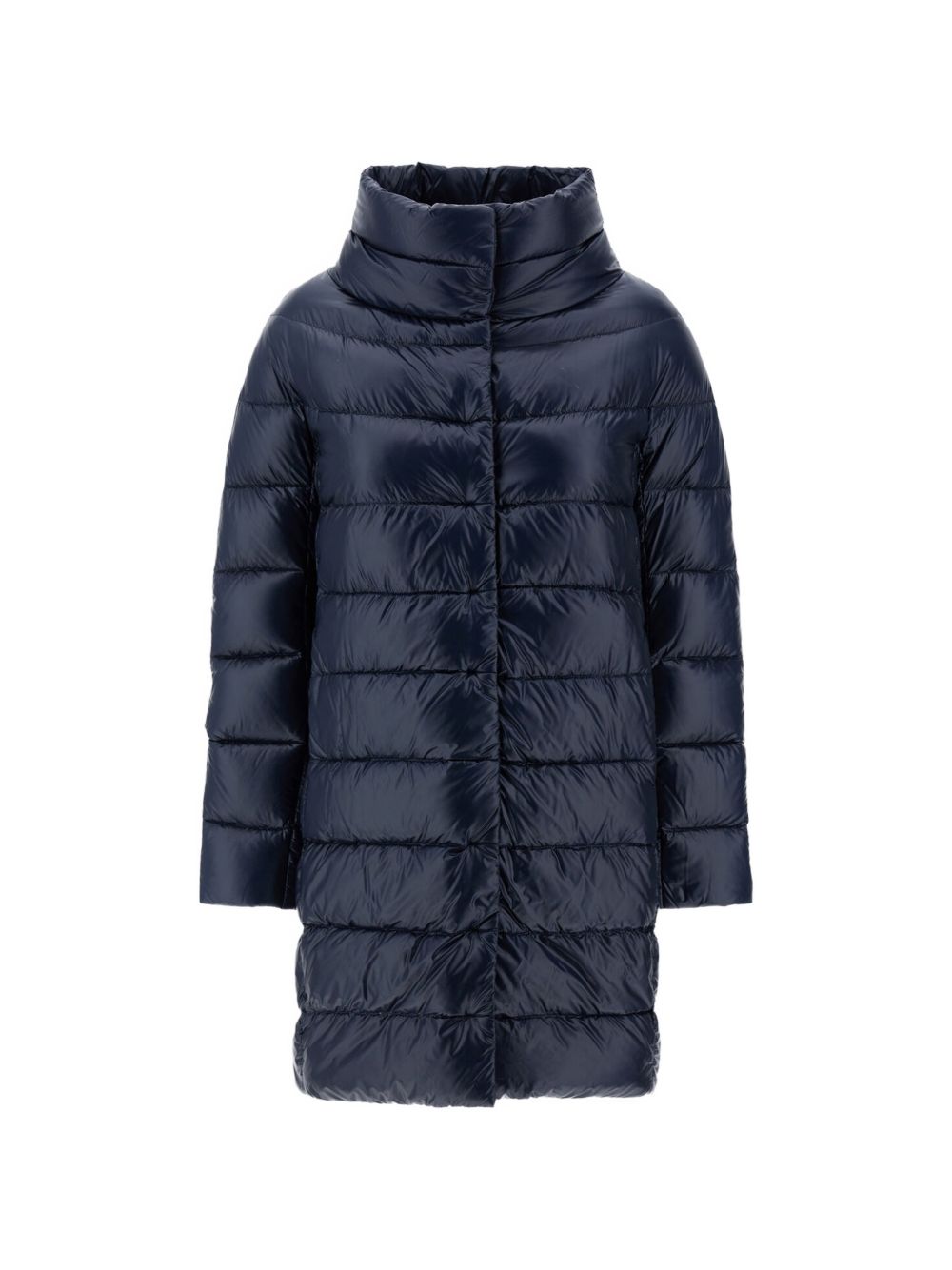 HERNO Piumino midi blu luminoso a collo alto